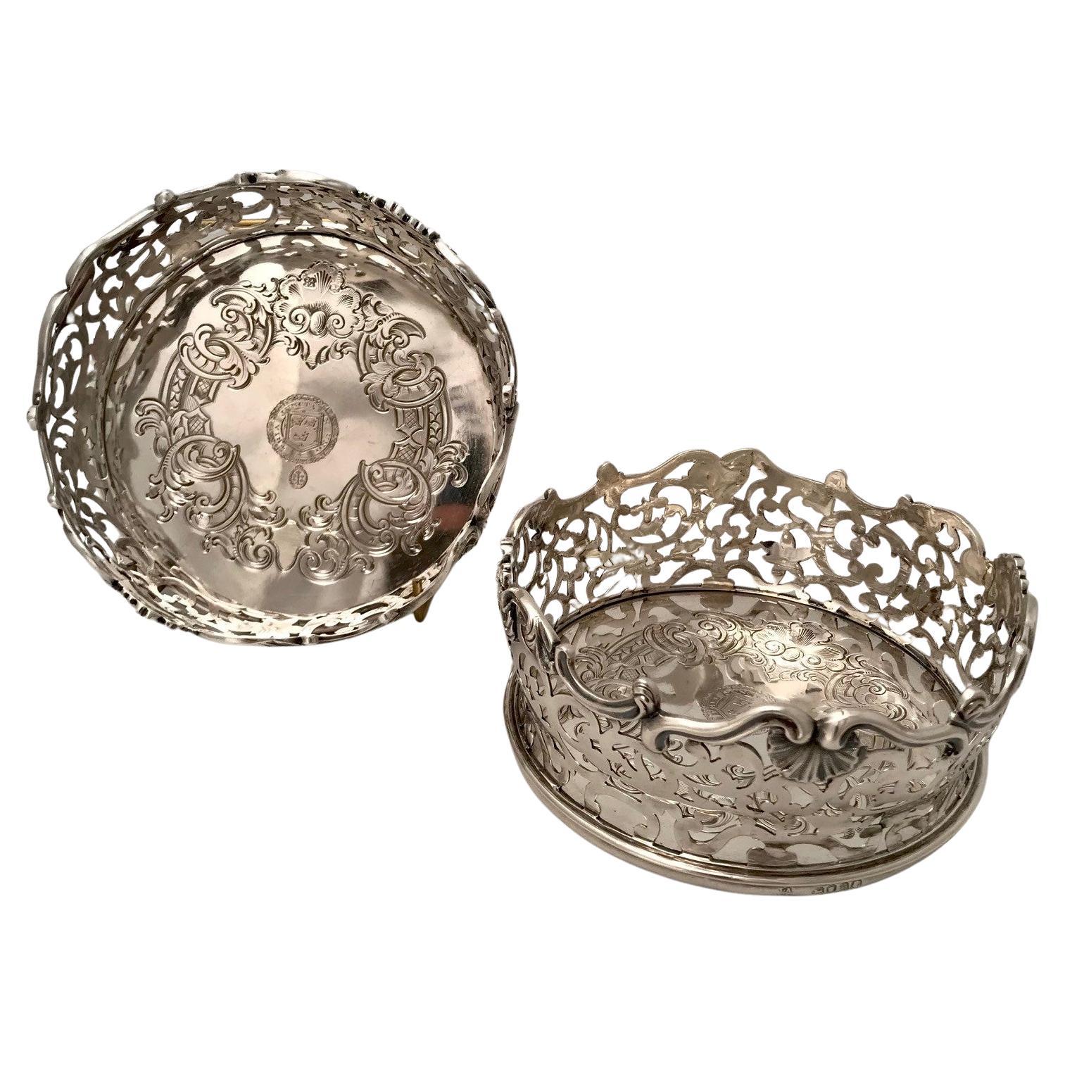 Pair of  Early Victorian Silver Bottle Coasters