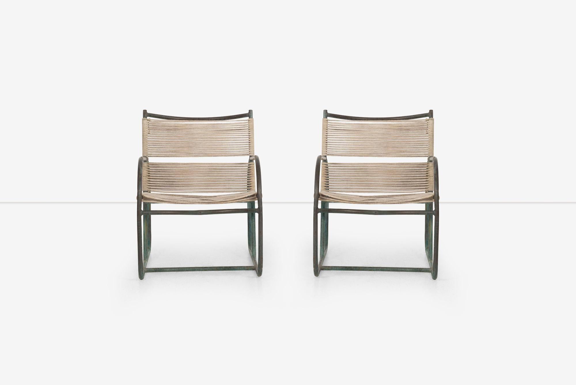 Mid-20th Century Pair of Early Vintage Walter Lamb Bronze Lounge Chairs for Brown Jordan