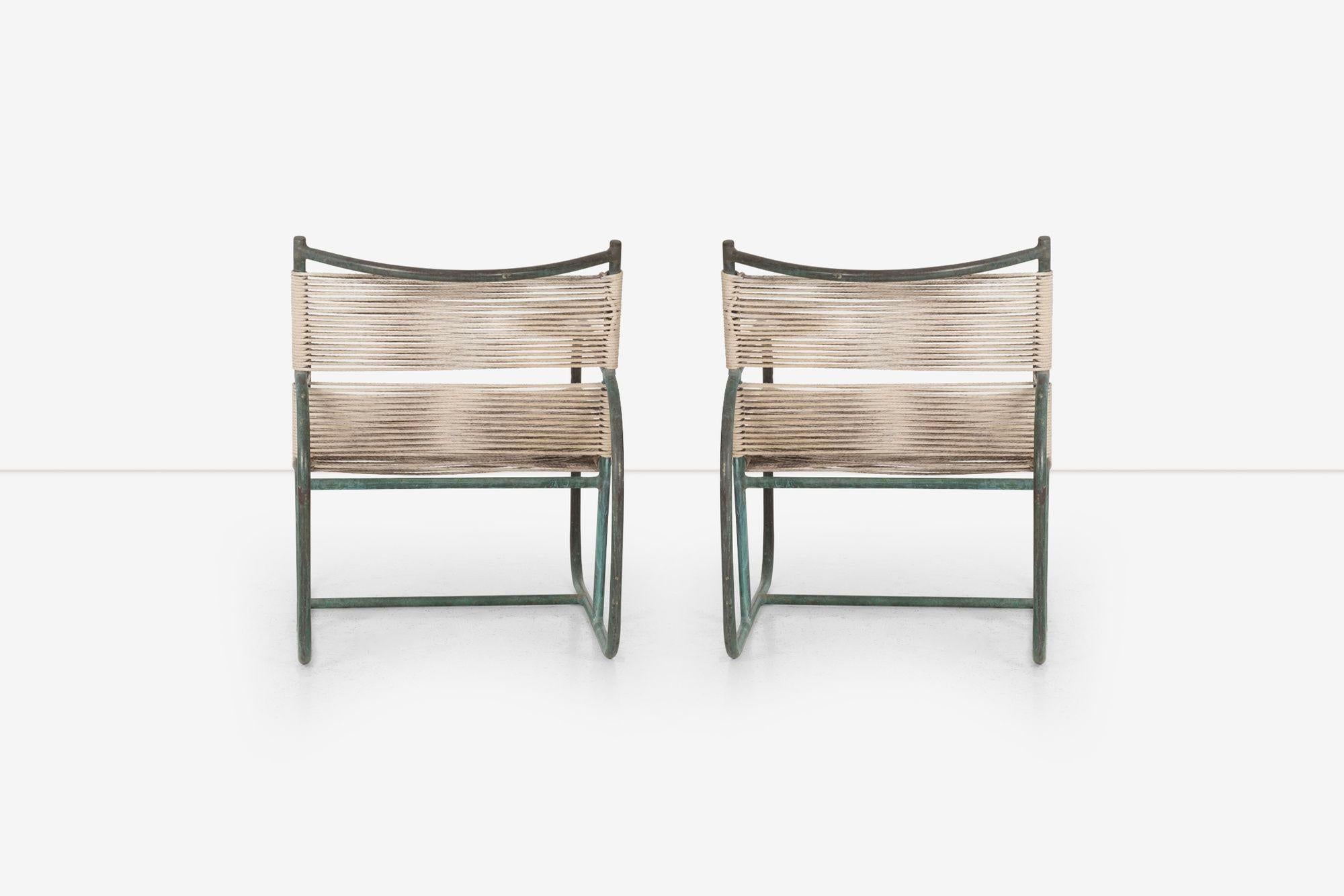 Pair of Early Vintage Walter Lamb Bronze Lounge Chairs for Brown Jordan 2