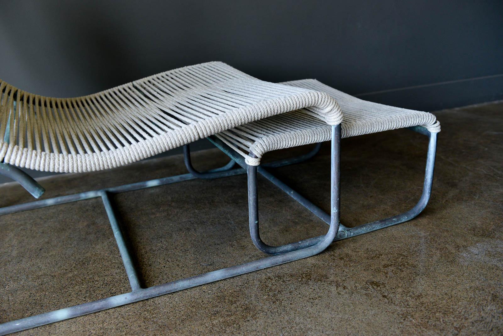 Pair of Early Walter Lamb Sleigh Lounge Chairs with Matching Ottomans, ca. 1955 4