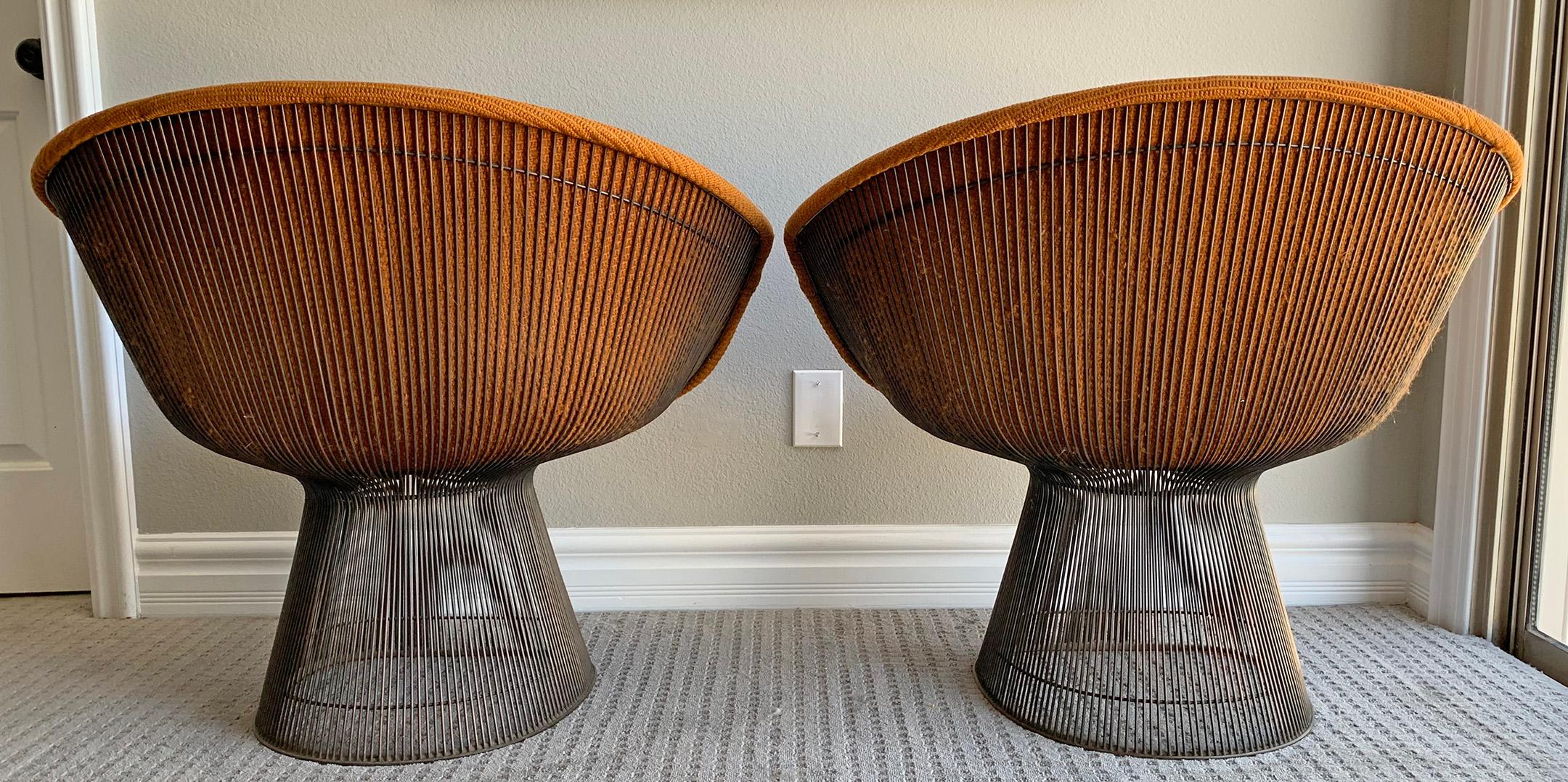 Pair of Early Warren Platner Bronze Lounge Chairs, 1960s 2