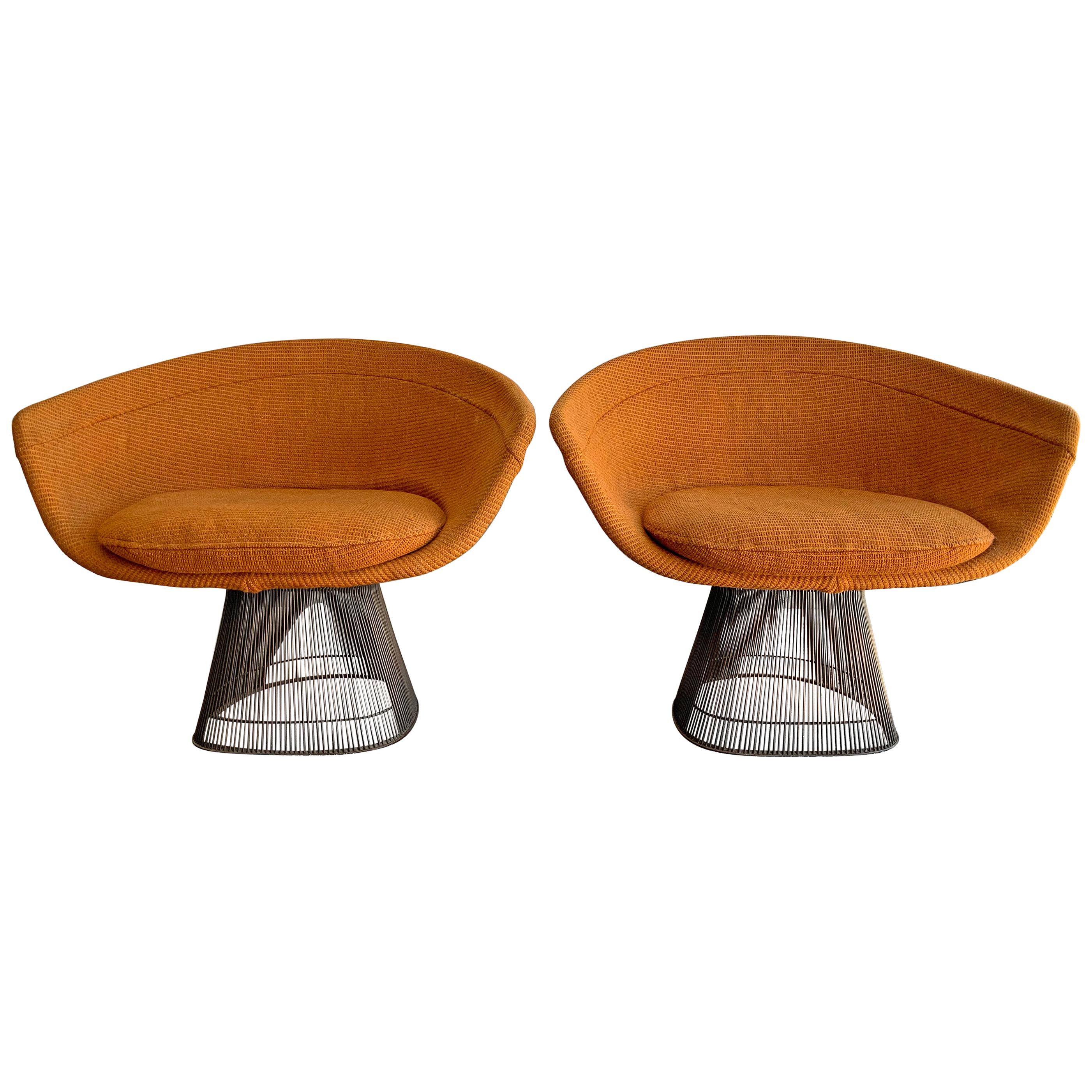 Warren Platner High Back Lounge Chair in Goldenrod and Chrome at 1stdibs