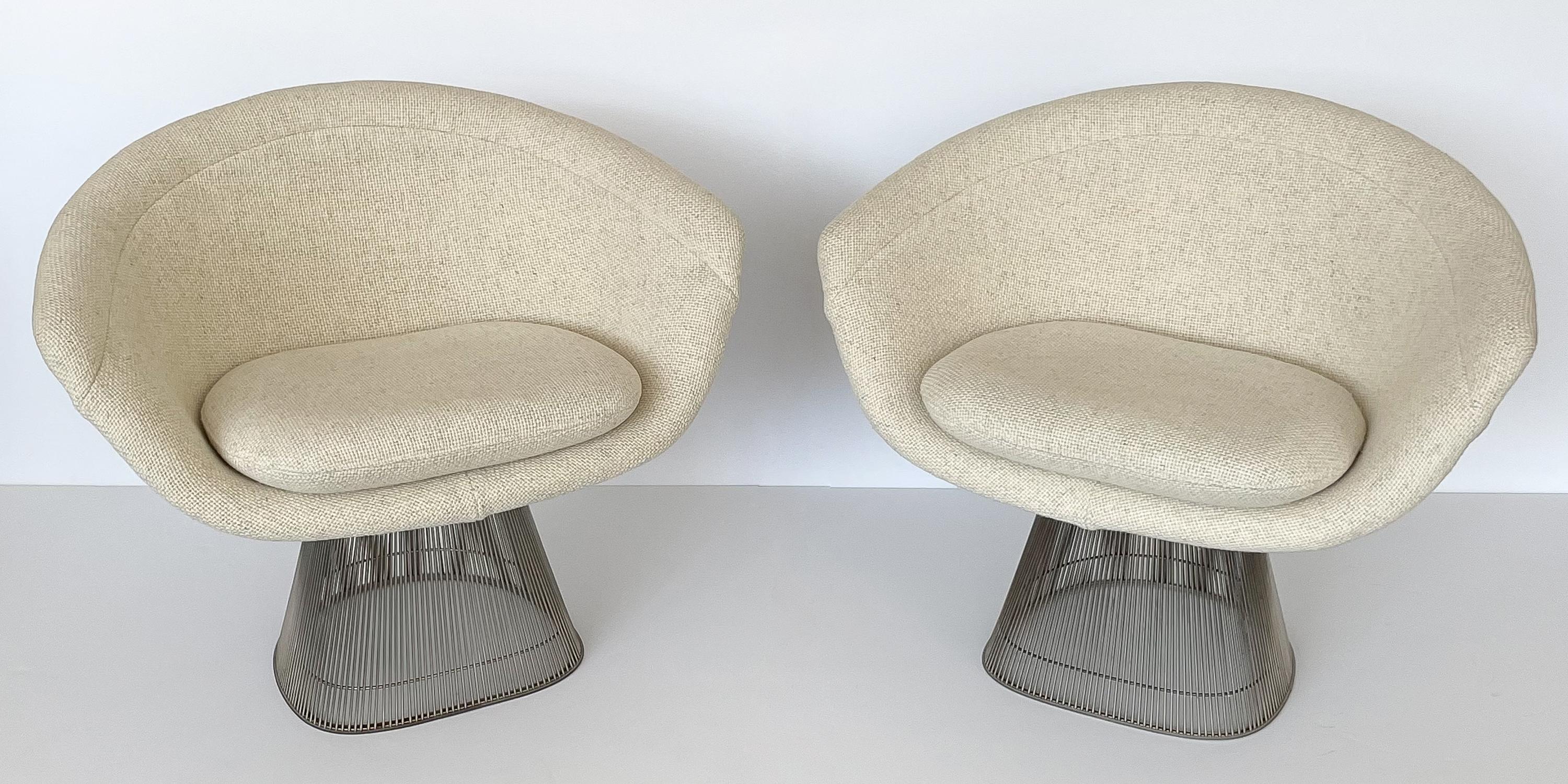 Mid-Century Modern Pair of Early Warren Platner Wire Lounge Chairs for Knoll