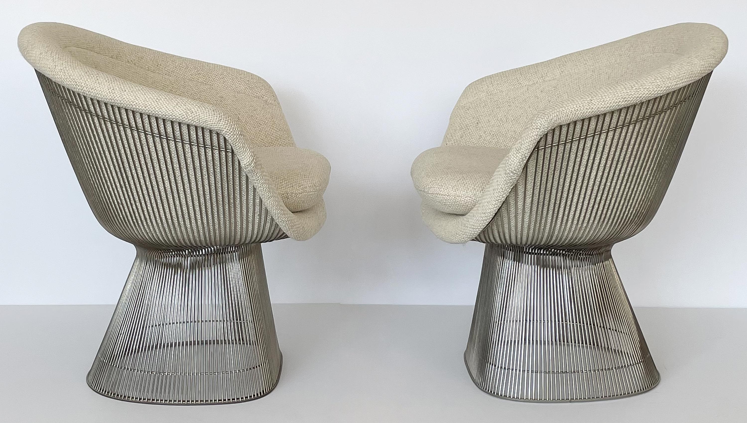 Plated Pair of Early Warren Platner Wire Lounge Chairs for Knoll