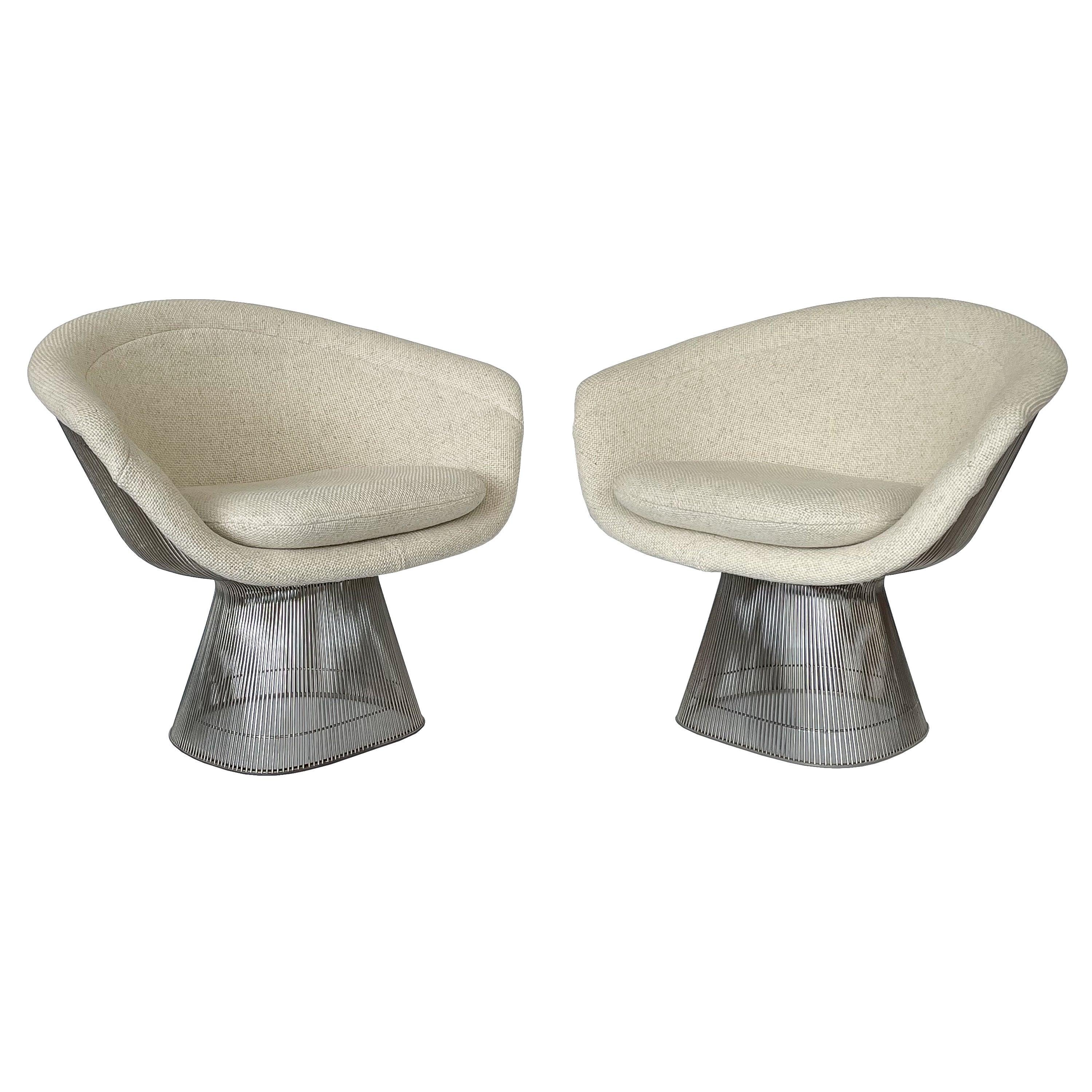 Pair of Early Warren Platner Wire Lounge Chairs for Knoll