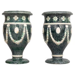Pair of Early Wedgwood Pearlware Porphyry Urns