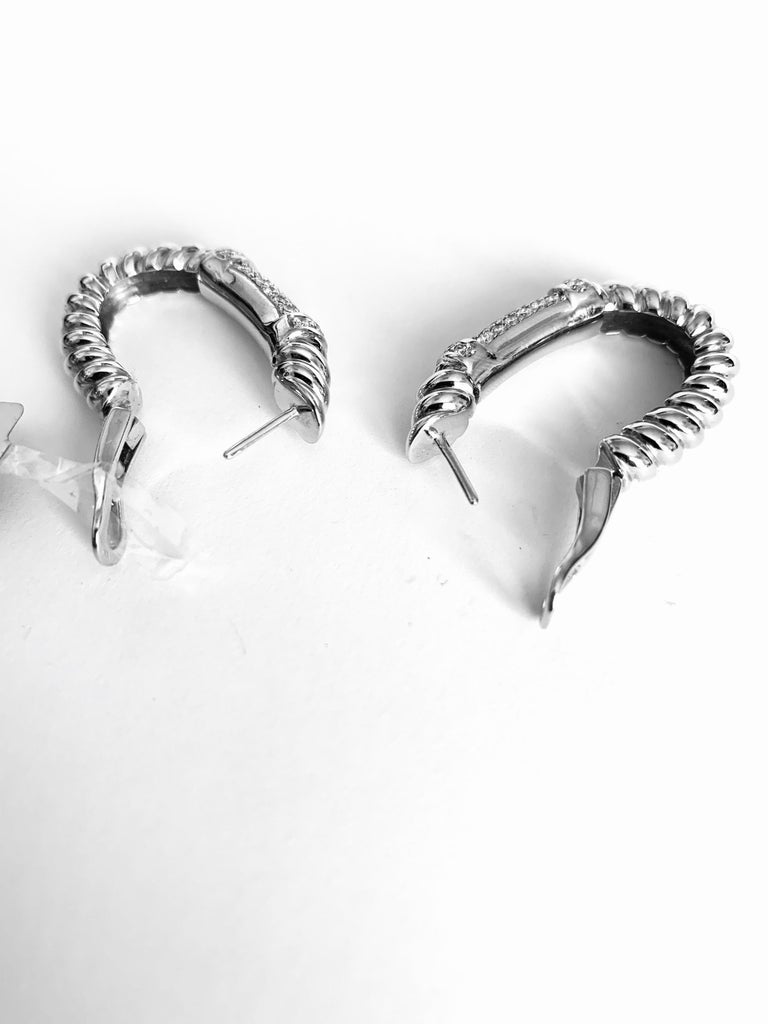 Pair of Earrings from the Collection "Rope" 18 Karat White Gold and