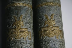 Pair of Earthen Green Bitossi Large Lamps