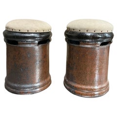 Pair of earthenware French stools circa 1950