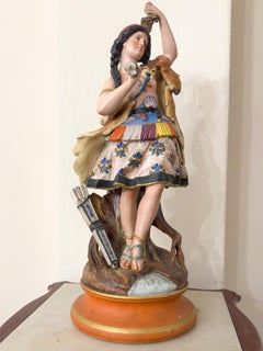 Pair of Earthenware Inca Couple Sculptures, Montereau Faienceries, 19th Century