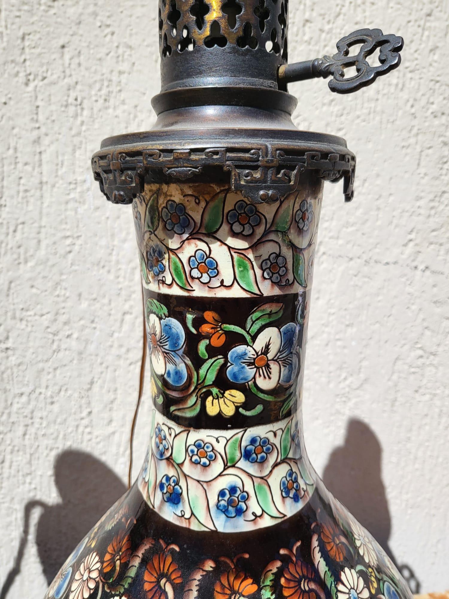 Pair Of Earthenware Lamps From Thun, Late 19th Century For Sale 2