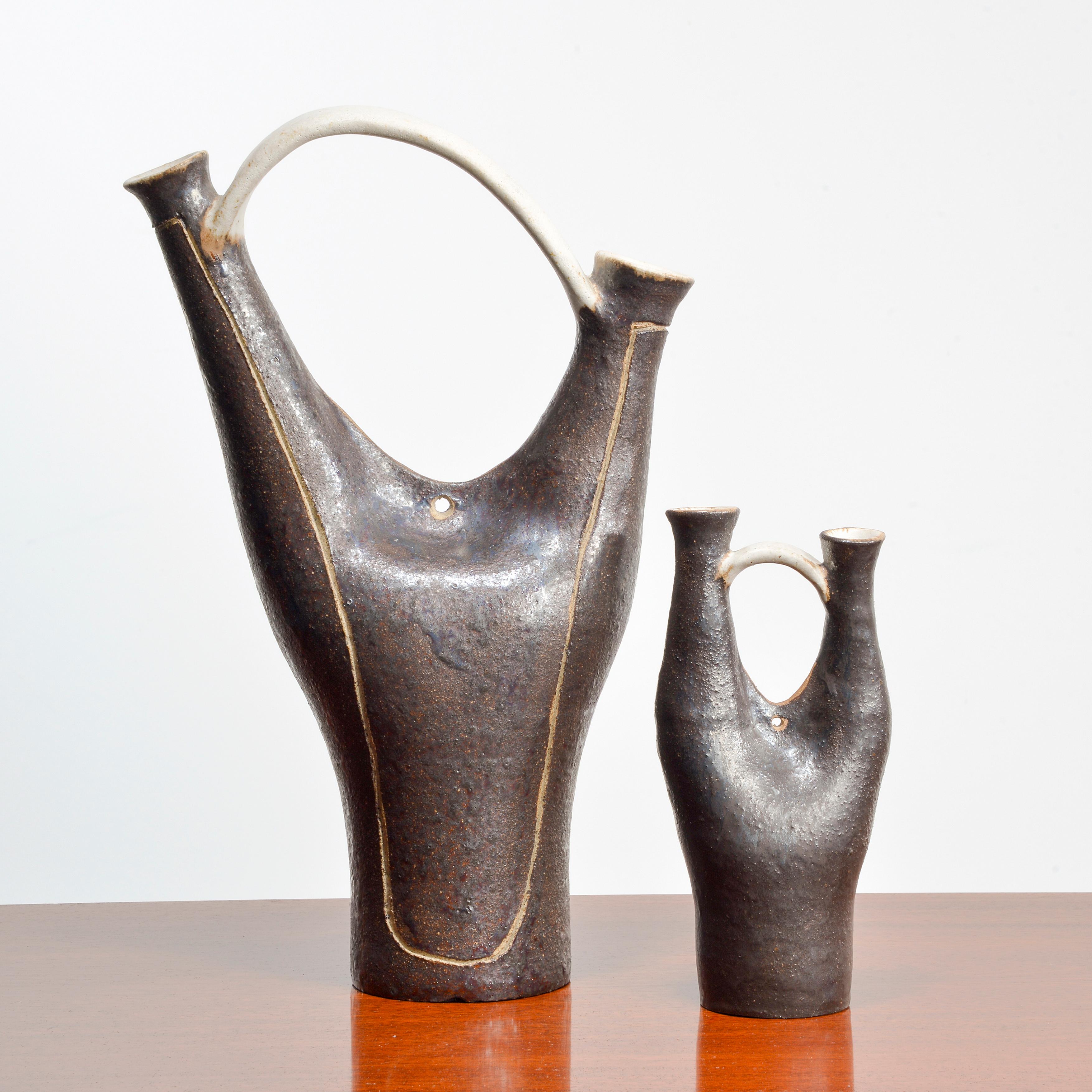 Mid-Century Modern Paire de vases en faïence de Bruno Gambone