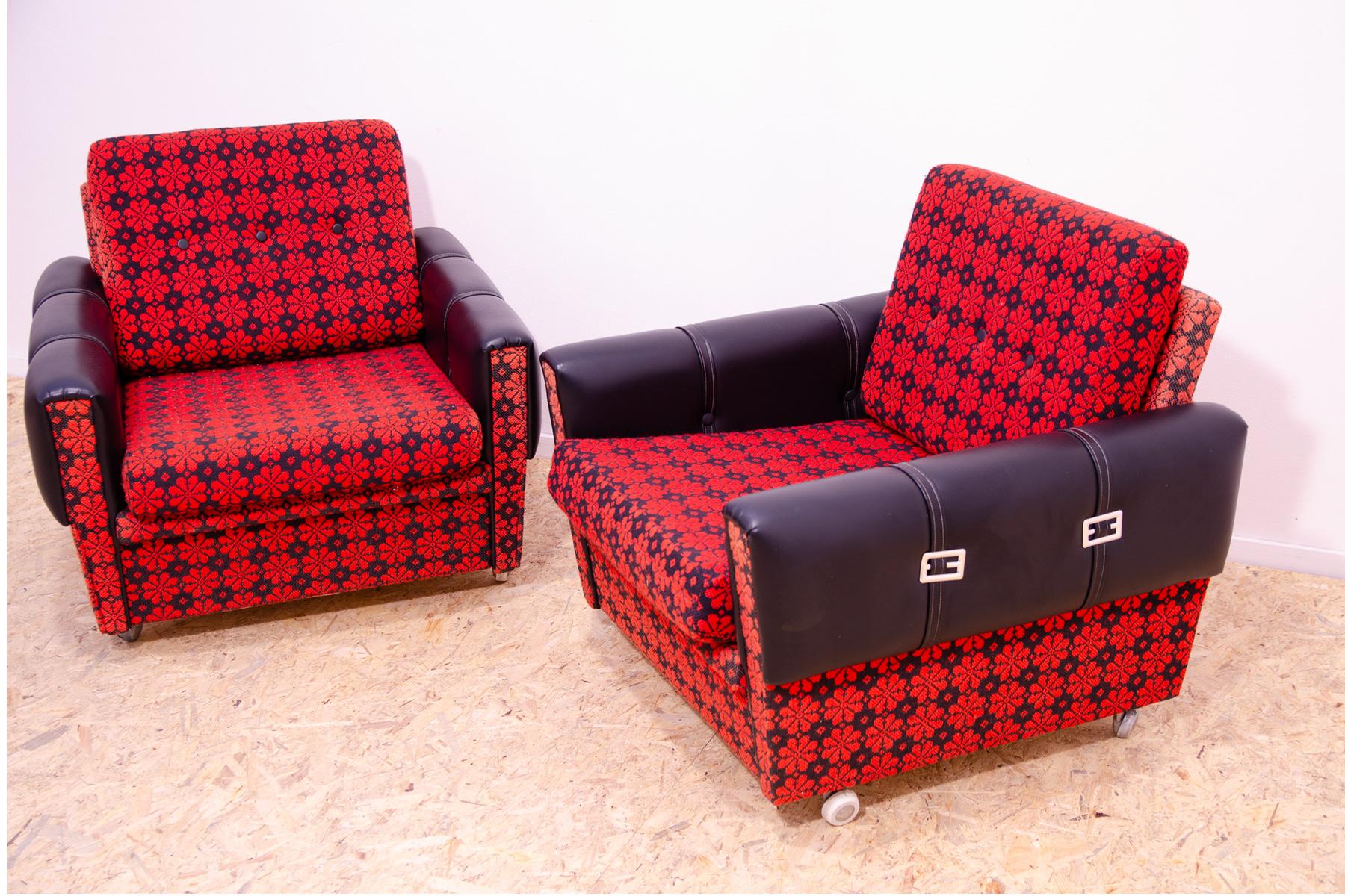 20th Century Pair of Eastern bloc Vintage armchairs, 1970´s, Czechoslovakia For Sale