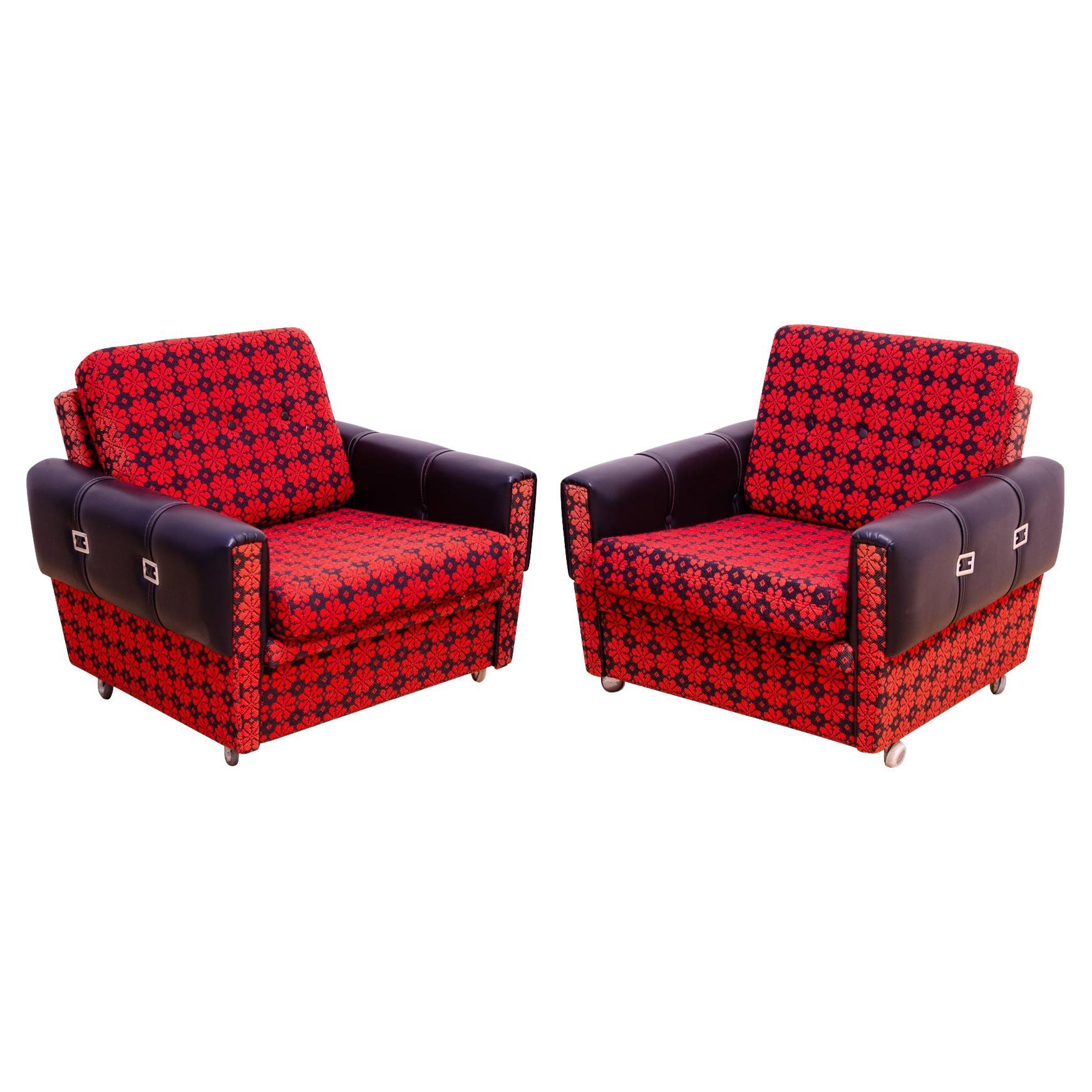 Pair of Eastern bloc Vintage armchairs, 1970´s, Czechoslovakia For Sale
