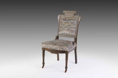 Pair of Eastlake Antique Side Chairs in Tiano Gunmetal Velvet
