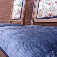 Pair of Eastlake-Style Side Chairs in Floral & Blue