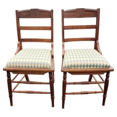 Pair of Eastlake Victorian Reupholstered Side Chairs