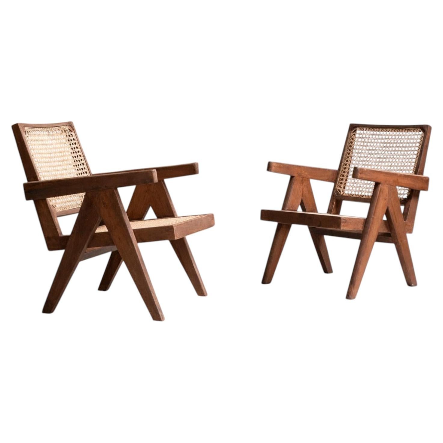 Pair of easy armchair by Pierre Jeanneret, India, 1960s
