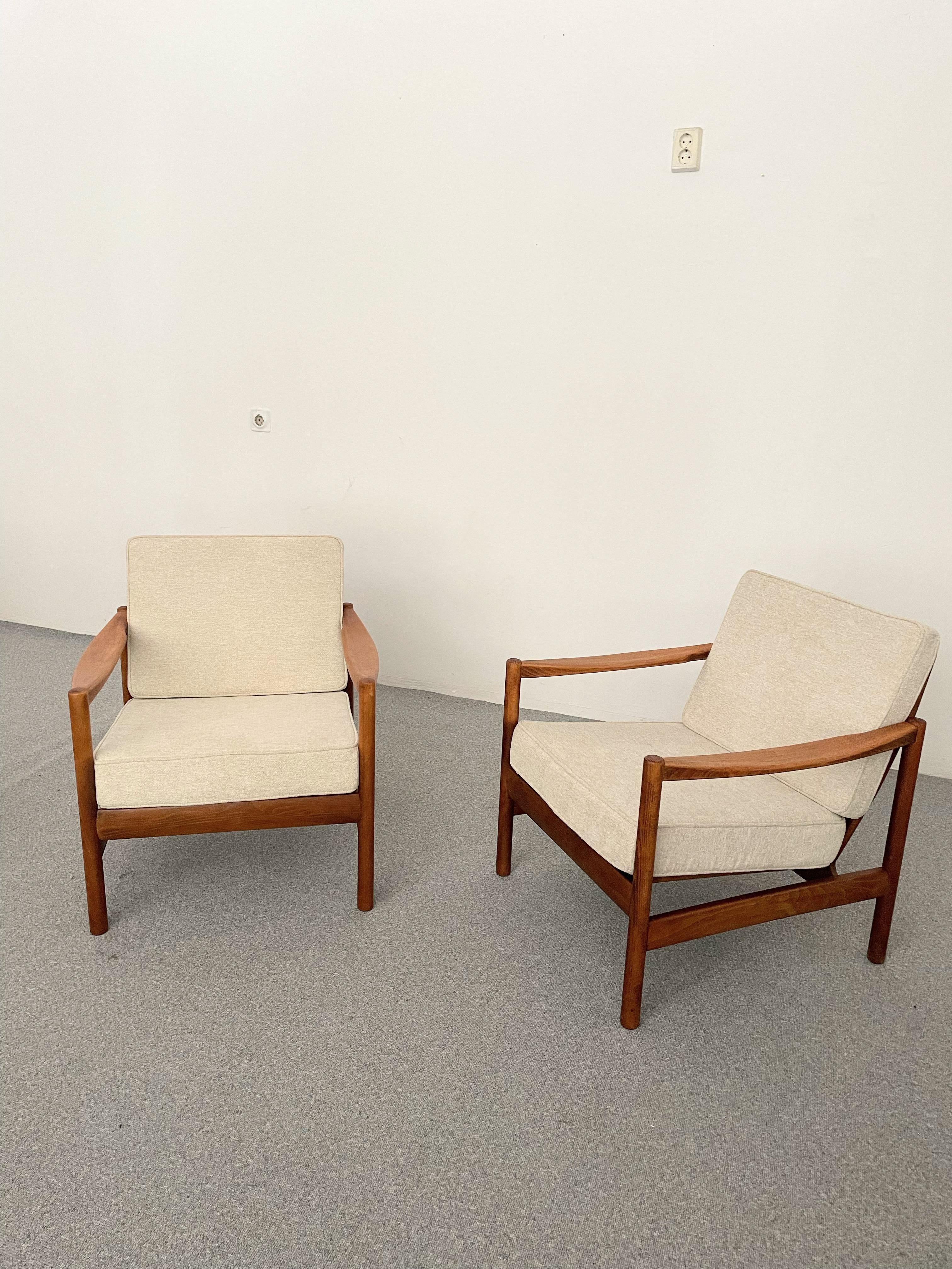 Mid-Century Modern Pair of Easy Armchairs by Wilhelm Knoll Germany, 1960s