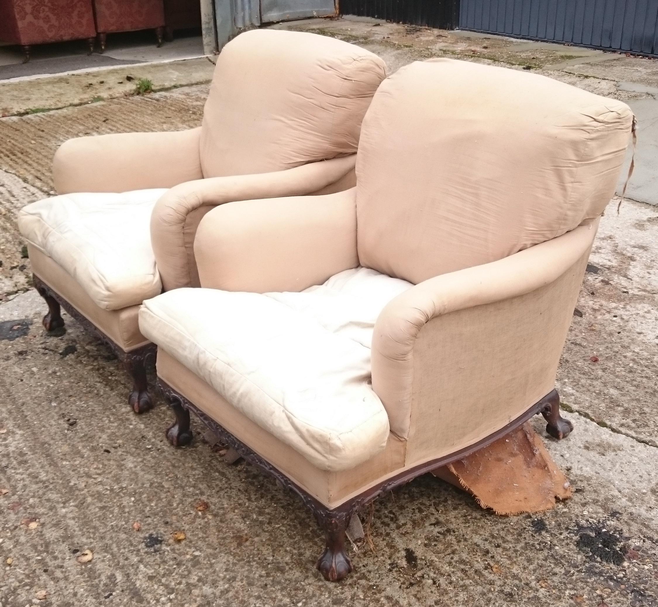 20th Century Pair of Easy Armchairs Made by Howard and Sons of London
