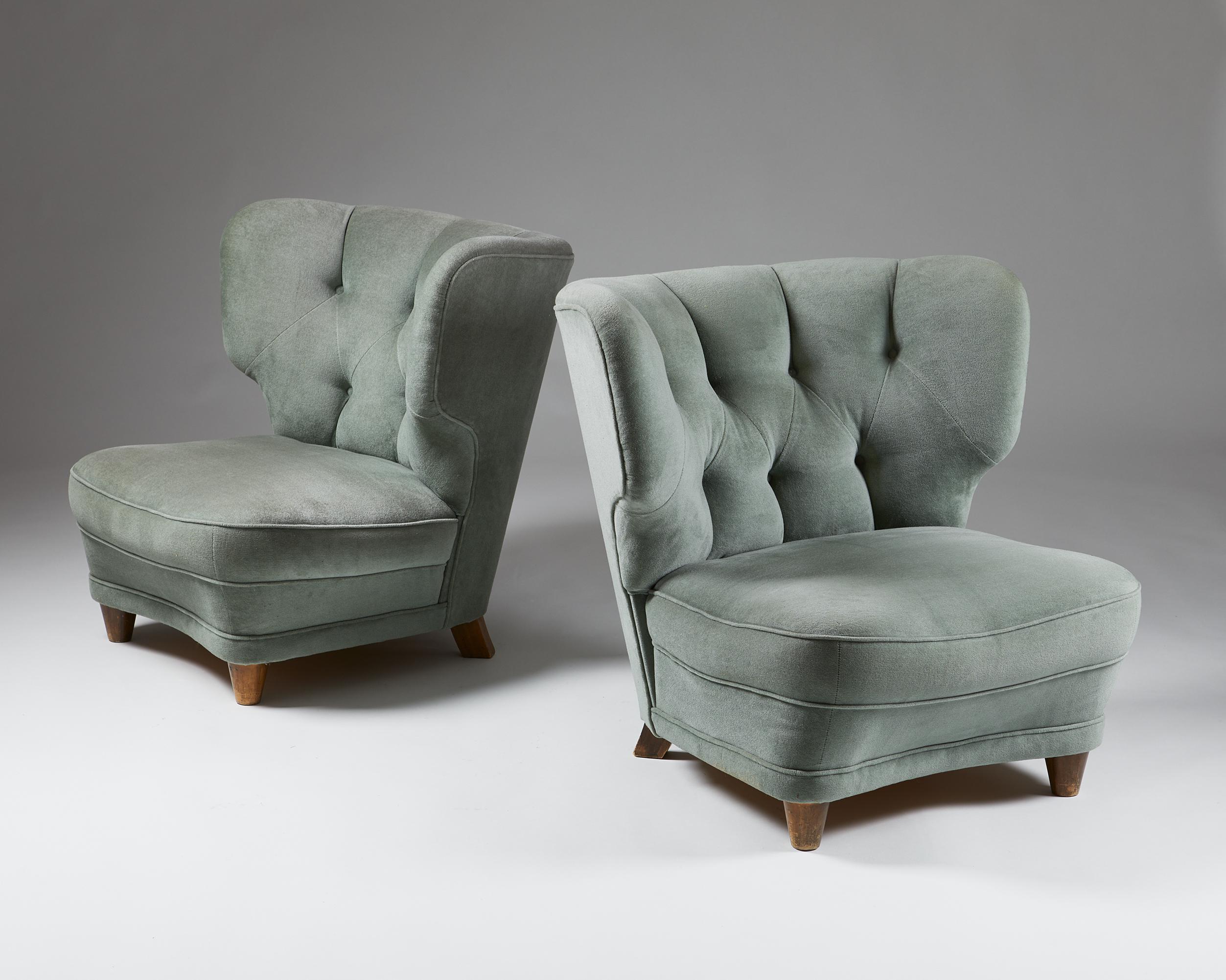 Mid-Century Modern Pair of Easy Chairs, Anonymous, Finland, 1940s