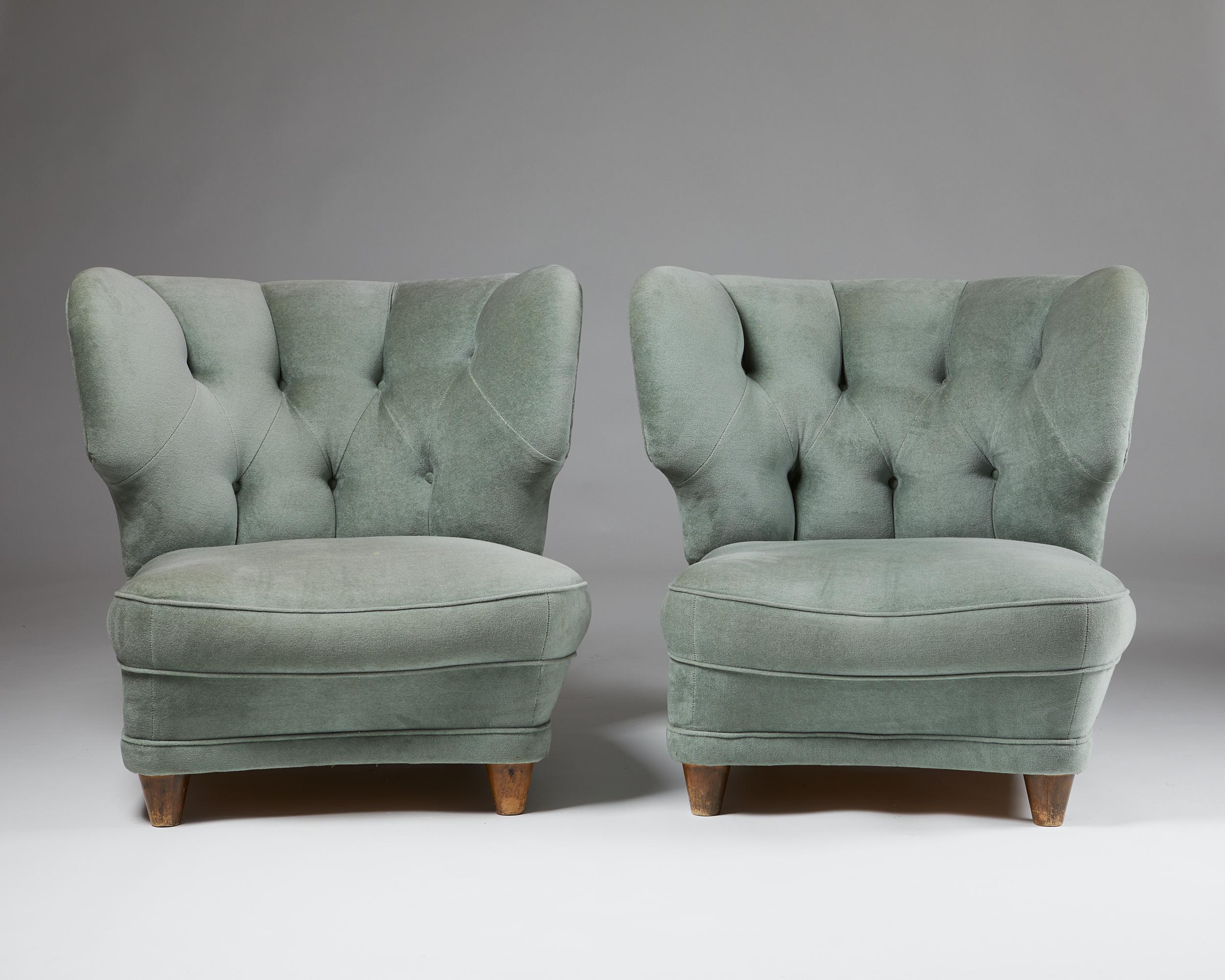Finnish Pair of Easy Chairs, Anonymous, Finland, 1940s