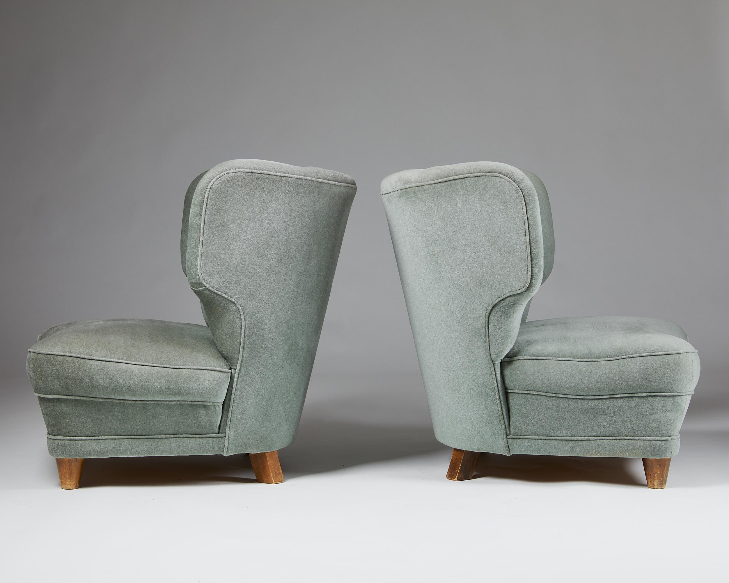 Pair of Easy Chairs, Anonymous, Finland, 1940s In Fair Condition In Stockholm, SE