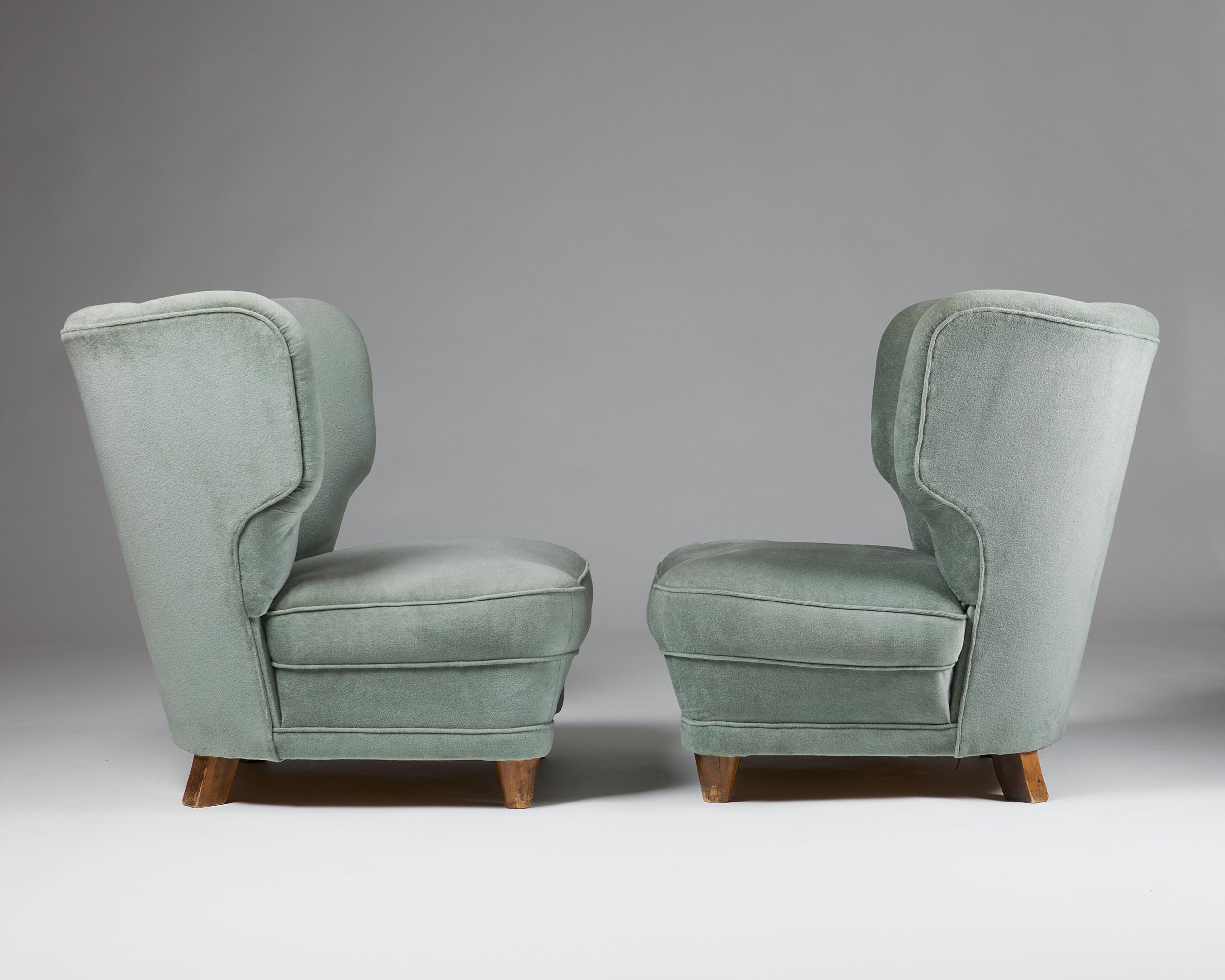 Mid-20th Century Pair of Easy Chairs, Anonymous, Finland, 1940s