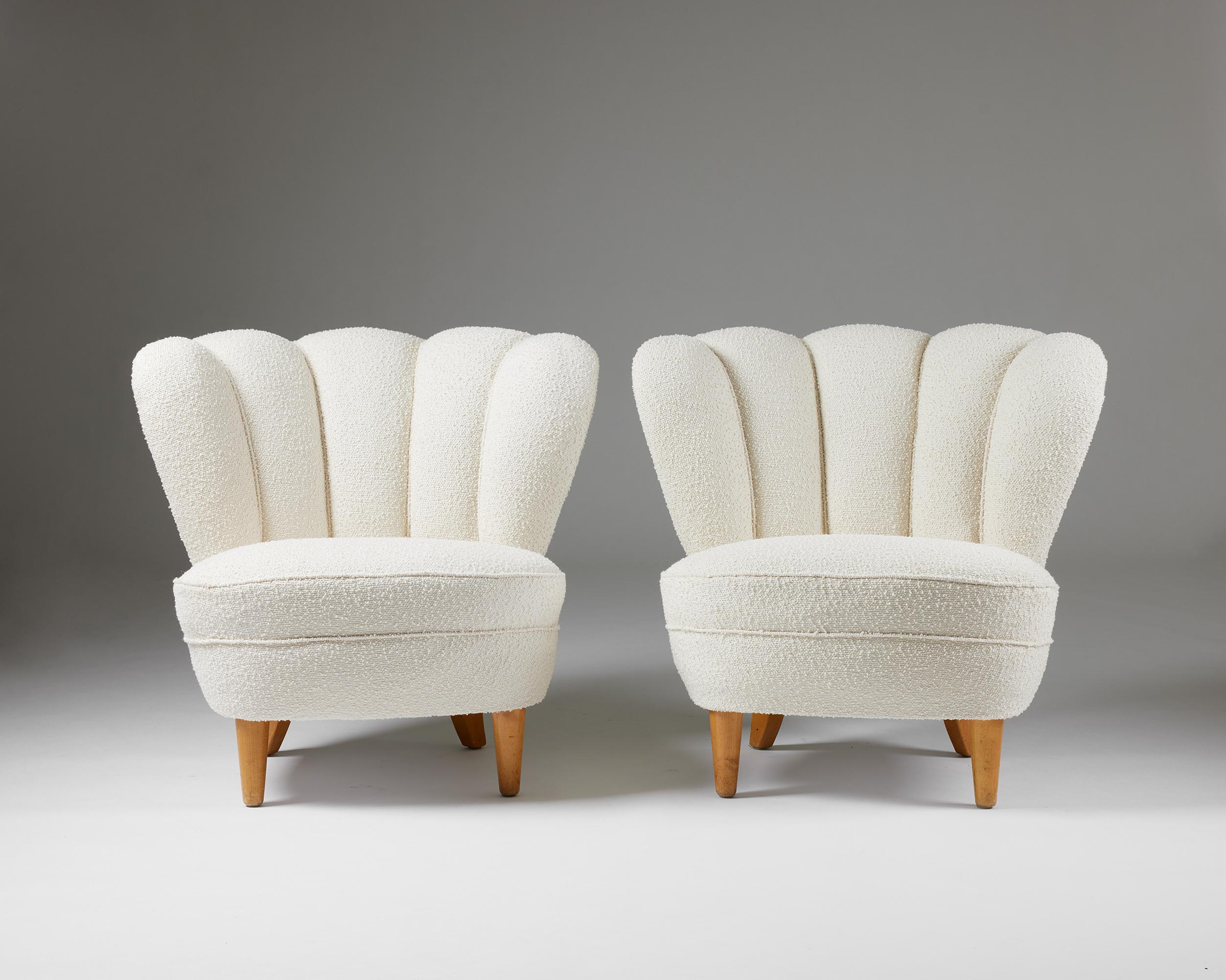Finnish Pair of easy chairs, anonymous, Finland, 1950s For Sale
