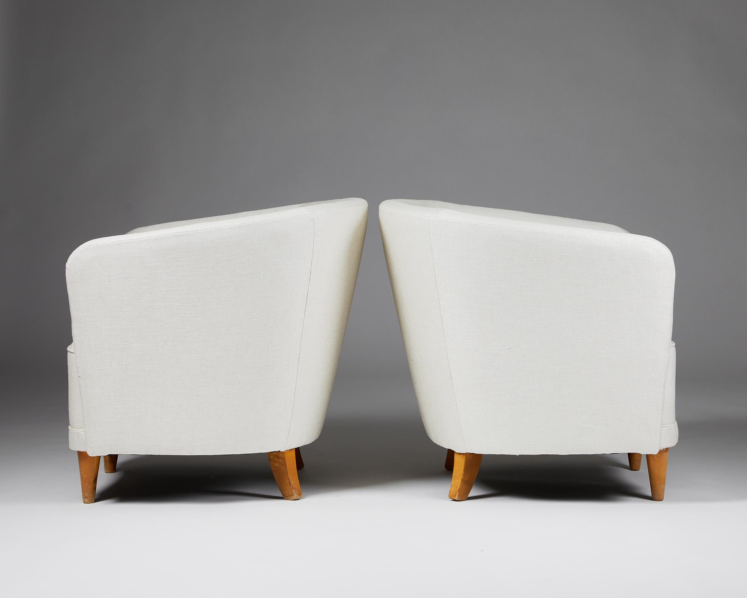 Finnish Pair of Easy Chairs Attributed to Carl Johan Boman, Finland, 1950's