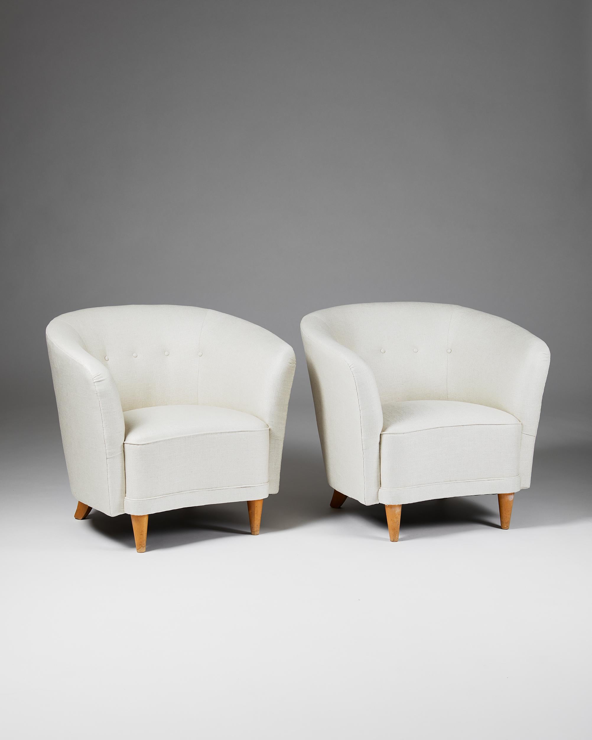 Swedish Pair of Easy Chairs Attributed to Carl Johan Boman, Finland, 1950's