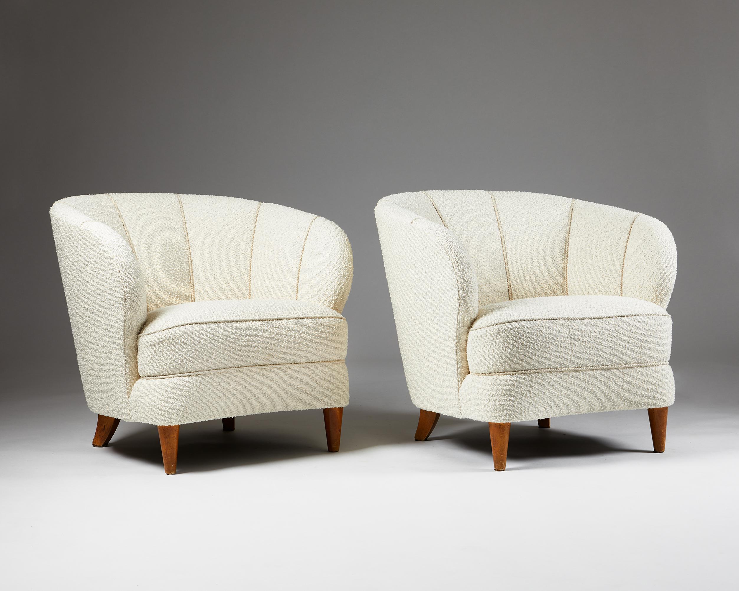 Finnish Pair of Easy Chairs Attributed to Carl-Johan Boman, Finland, 1950s