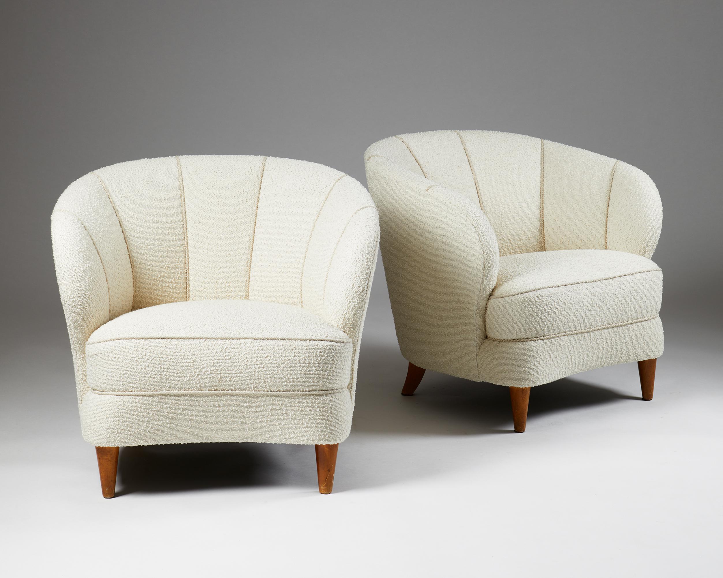 Pair of Easy Chairs Attributed to Carl-Johan Boman, Finland, 1950s In Good Condition In Stockholm, SE