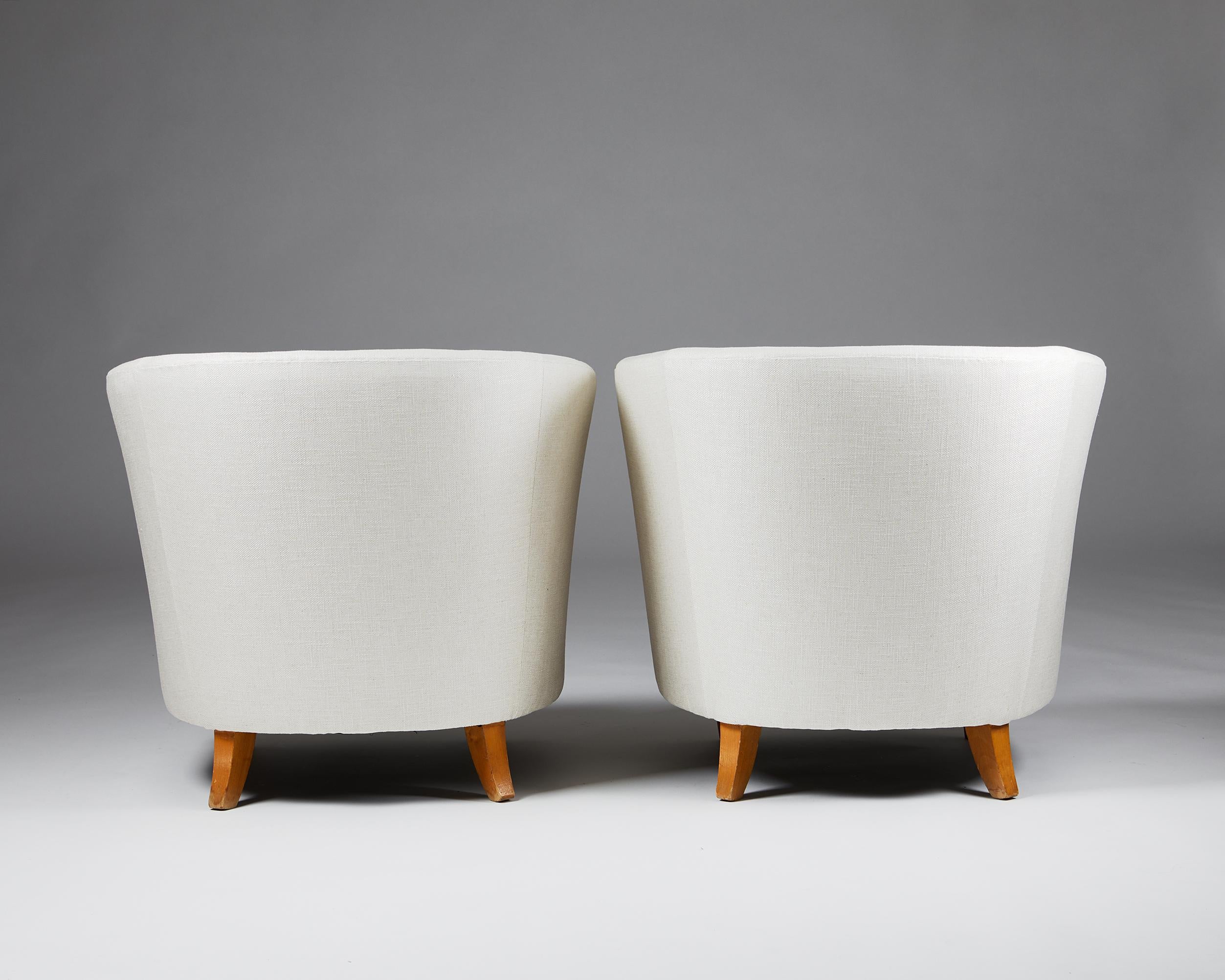 20th Century Pair of Easy Chairs Attributed to Carl Johan Boman, Finland, 1950's