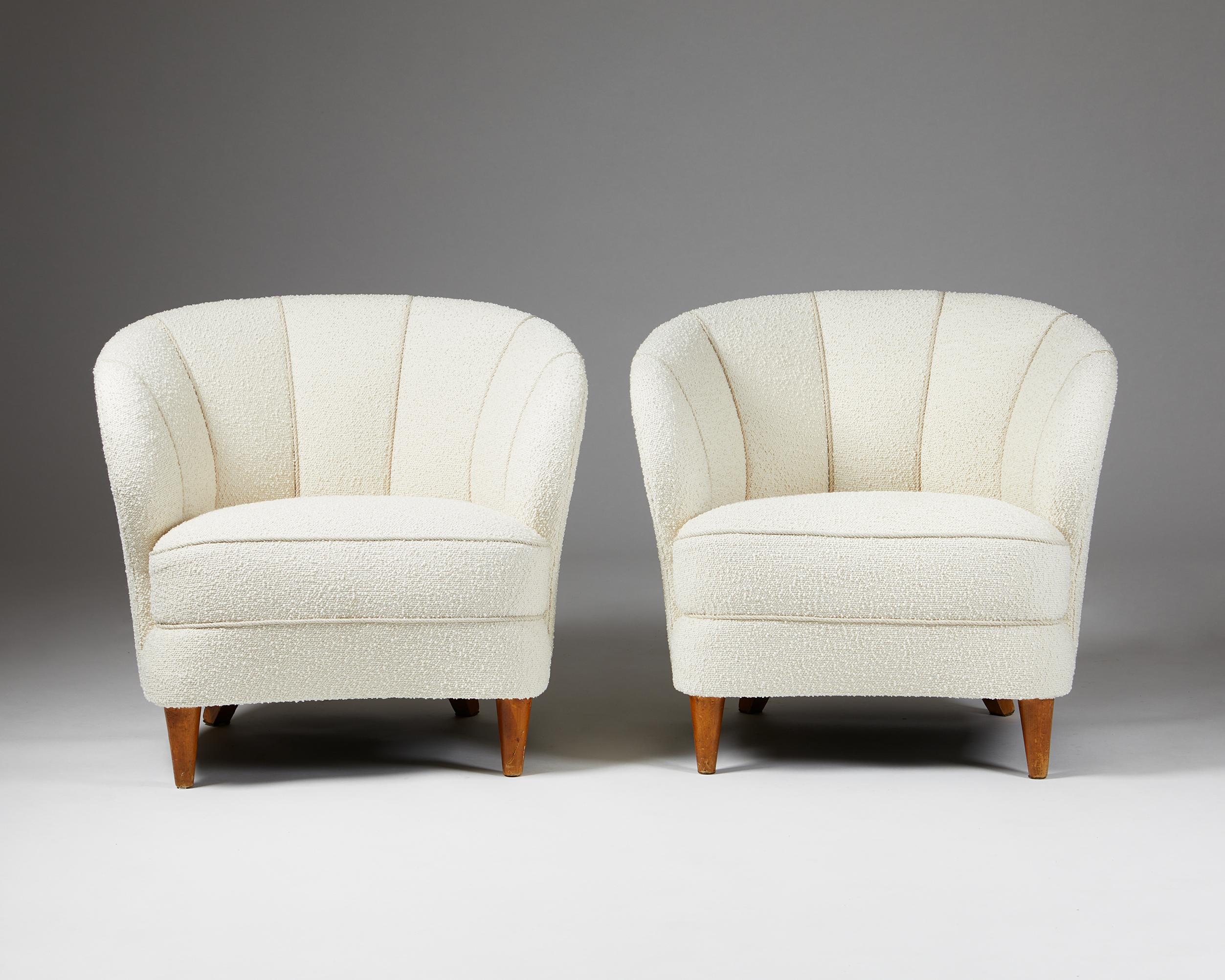 20th Century Pair of Easy Chairs Attributed to Carl-Johan Boman, Finland, 1950s