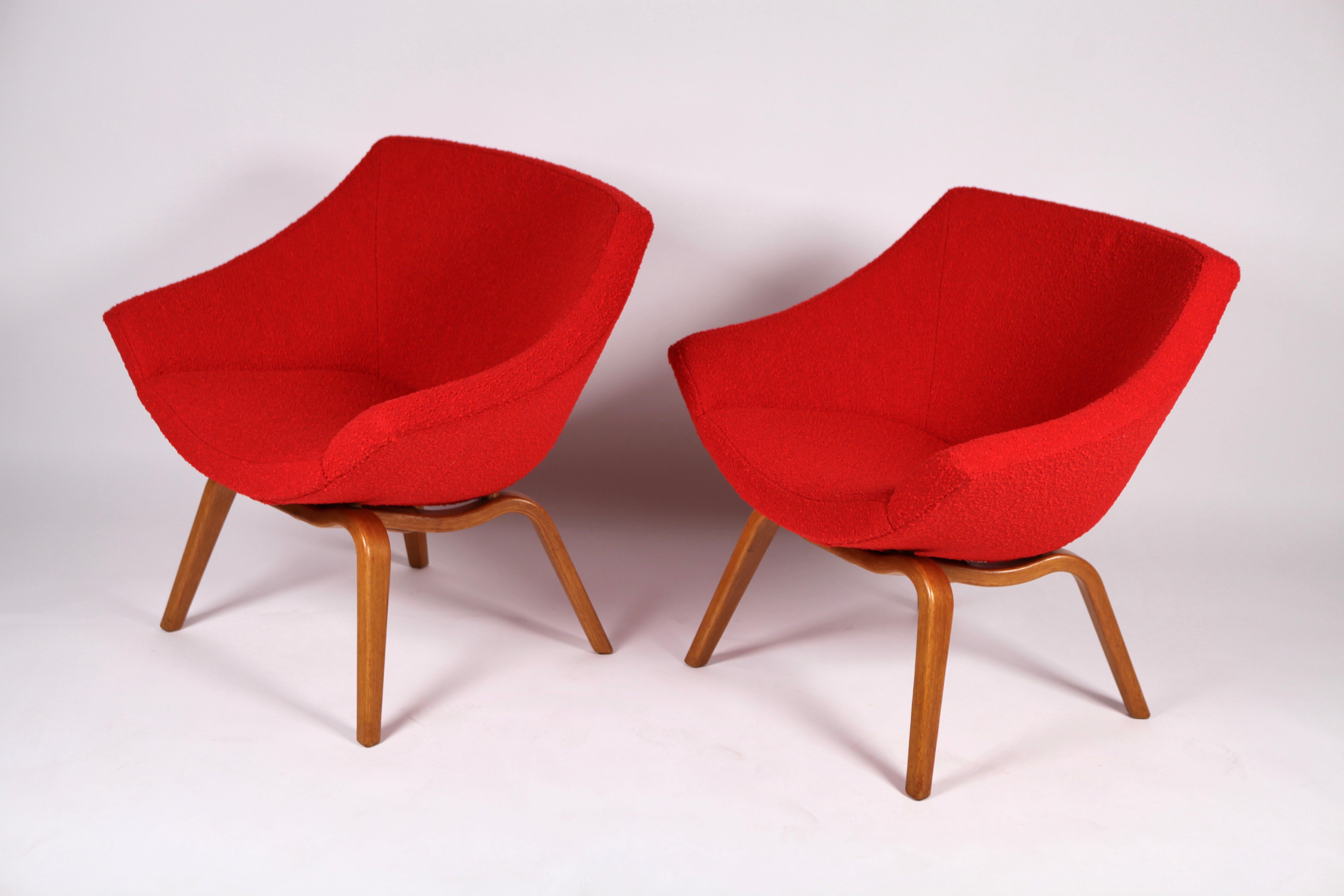 Stained Pair of Easy Chairs by Carl-Gustaf Hiort Af Ornäs, Helsinki, 1950s