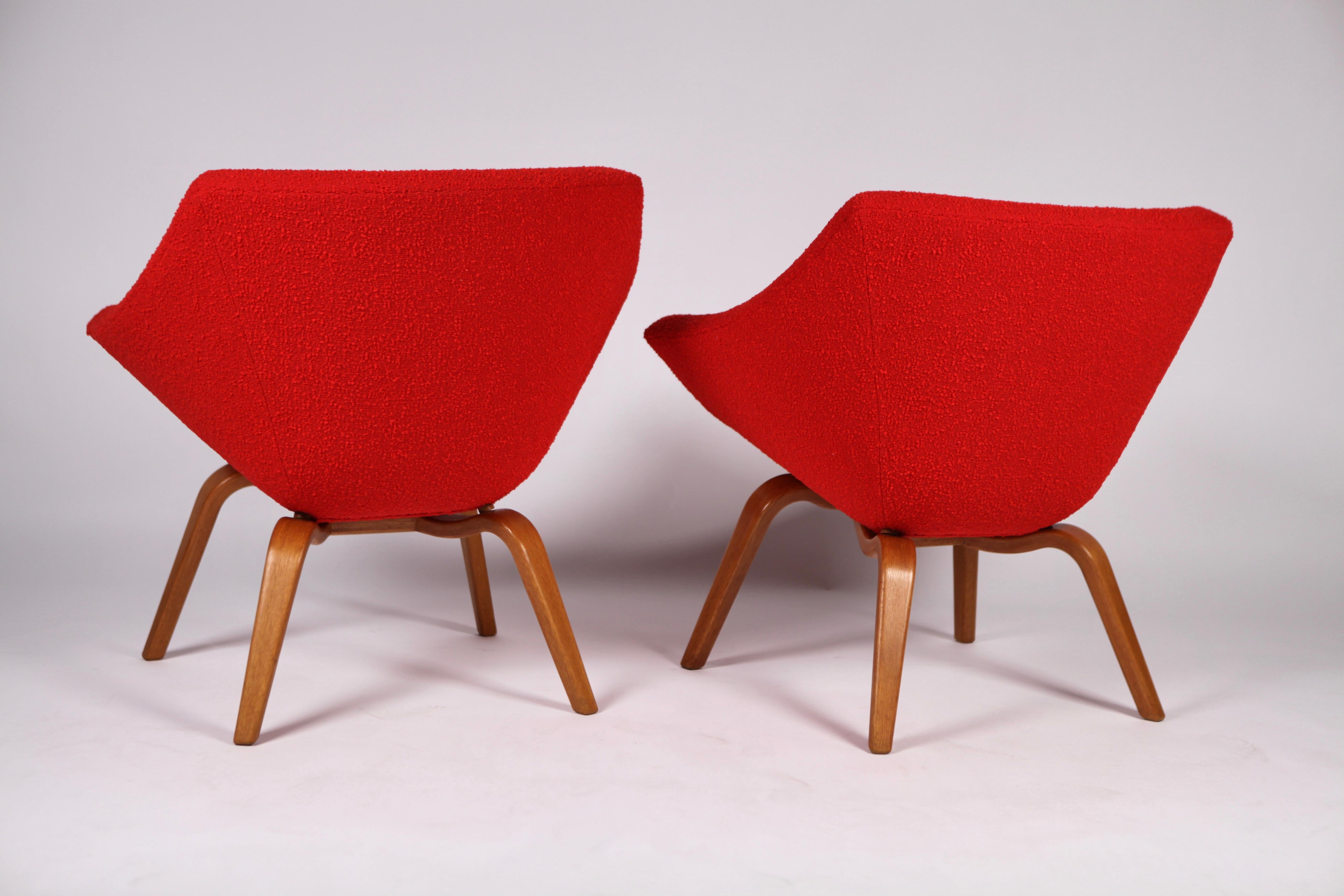 Mid-20th Century Pair of Easy Chairs by Carl-Gustaf Hiort Af Ornäs, Helsinki, 1950s
