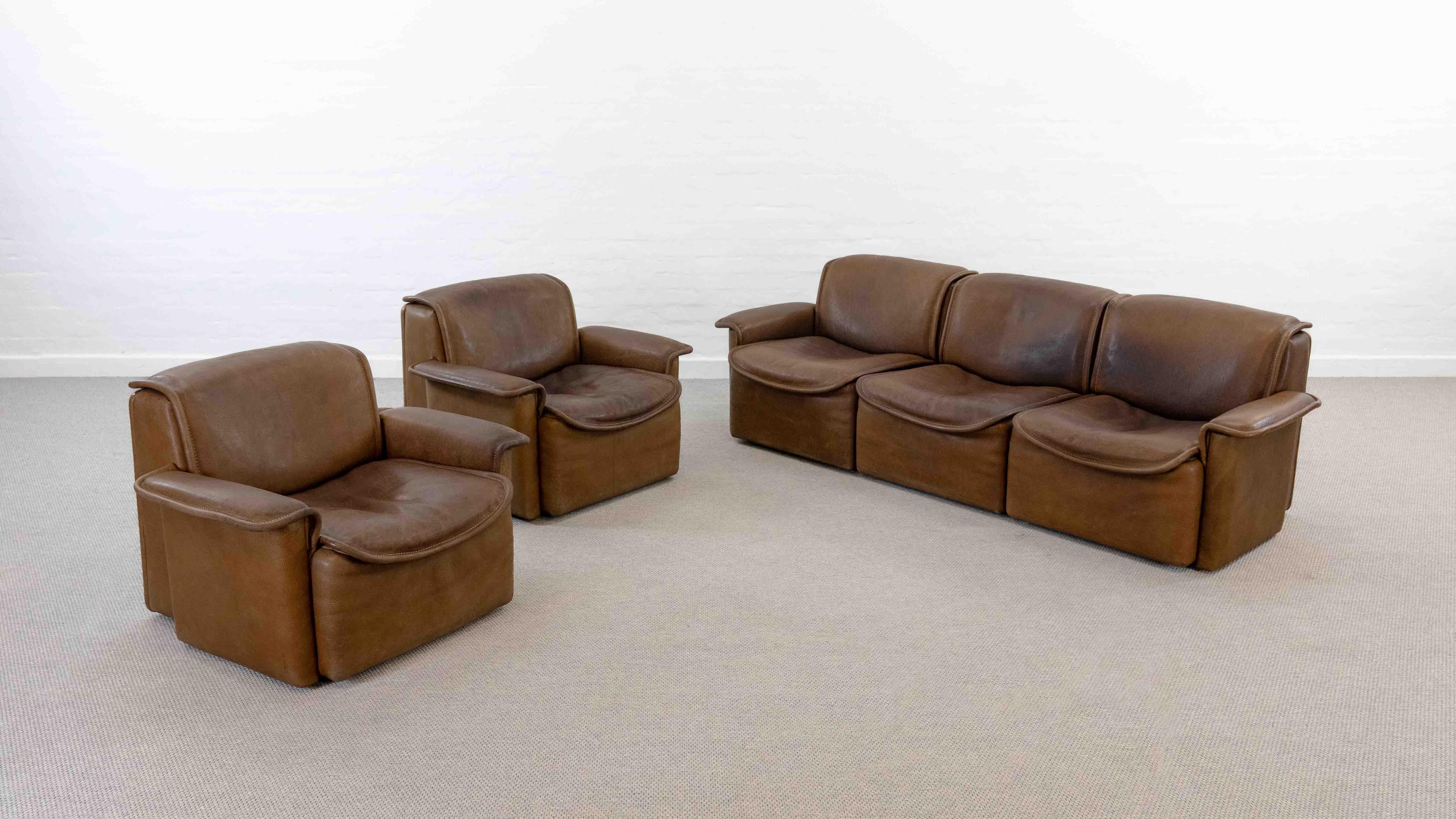 Paire de fauteuils de De Sede, Model No No 12 en cuir cognac, années 70 en vente 12