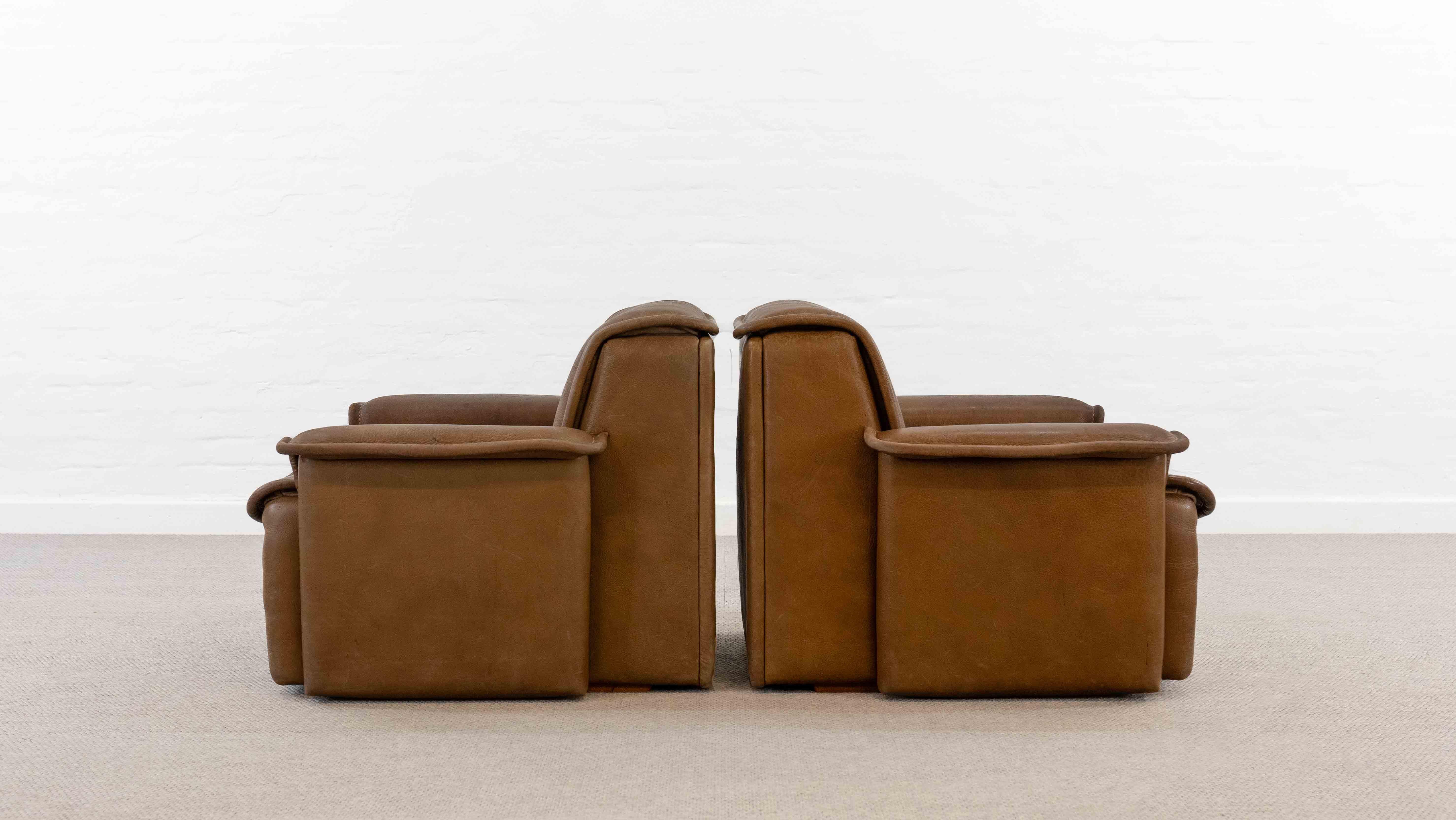Paire de fauteuils de De Sede, Model No No 12 en cuir cognac, années 70 État moyen - En vente à Halle, DE