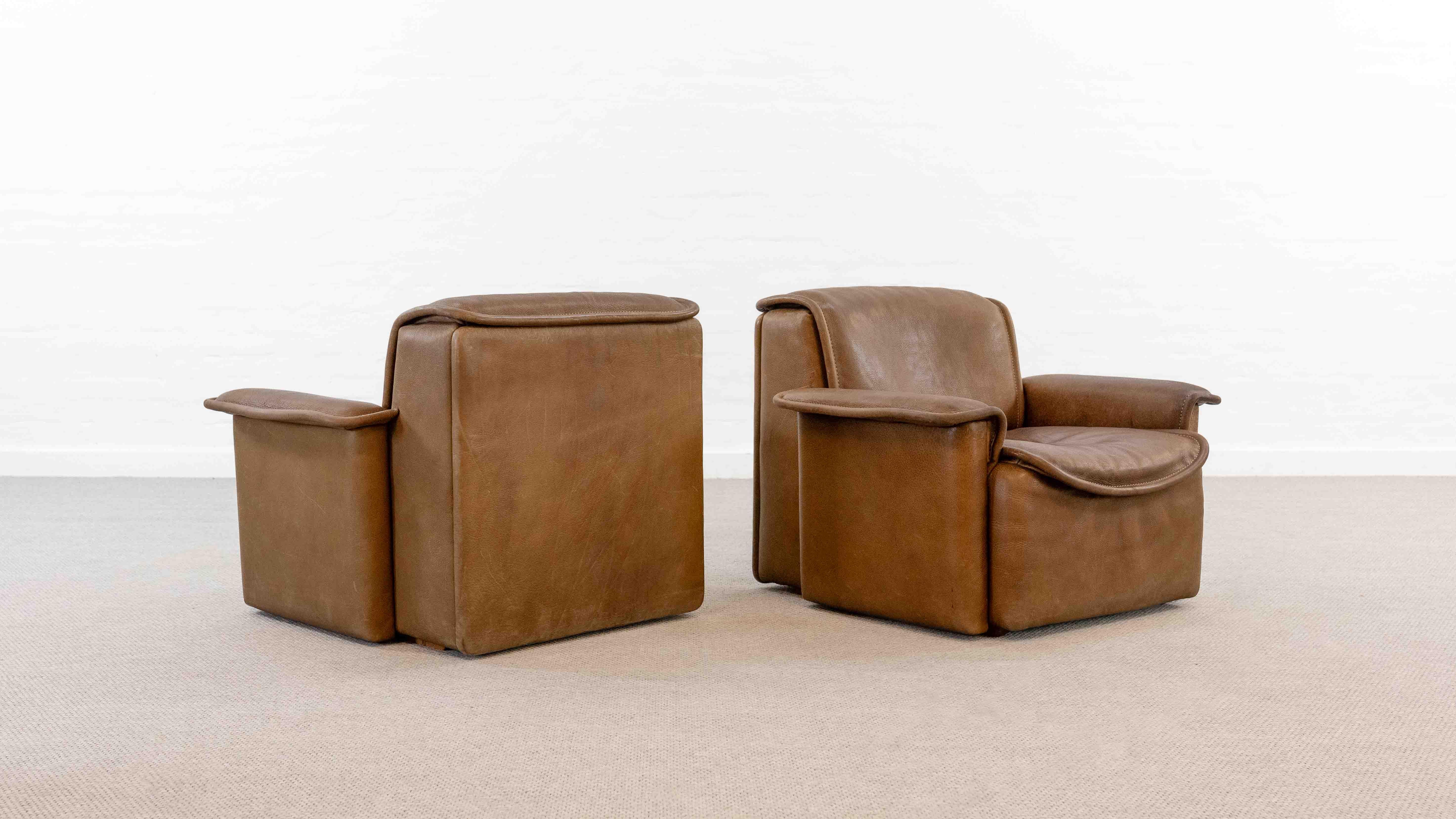 Fin du 20e siècle Paire de fauteuils de De Sede, Model No No 12 en cuir cognac, années 70 en vente