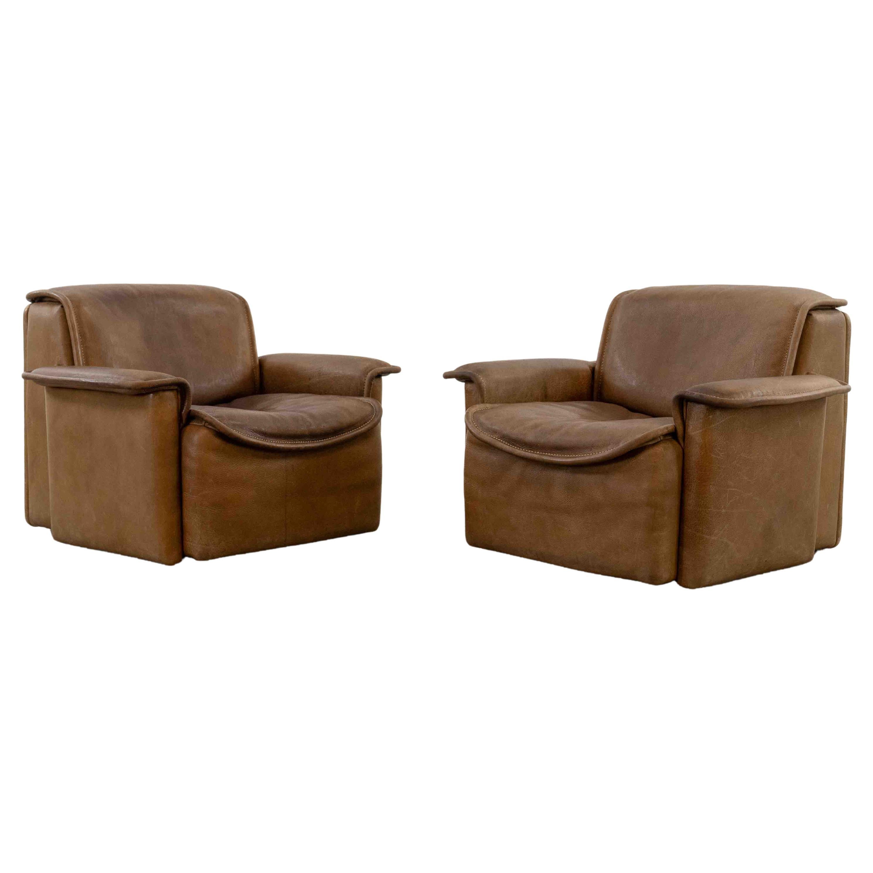 Paire de fauteuils de De Sede, Model No No 12 en cuir cognac, années 70 en vente