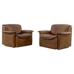 Pair of Easy Chairs by De Sede, Model DS-12 in Cognac Leather, 70s