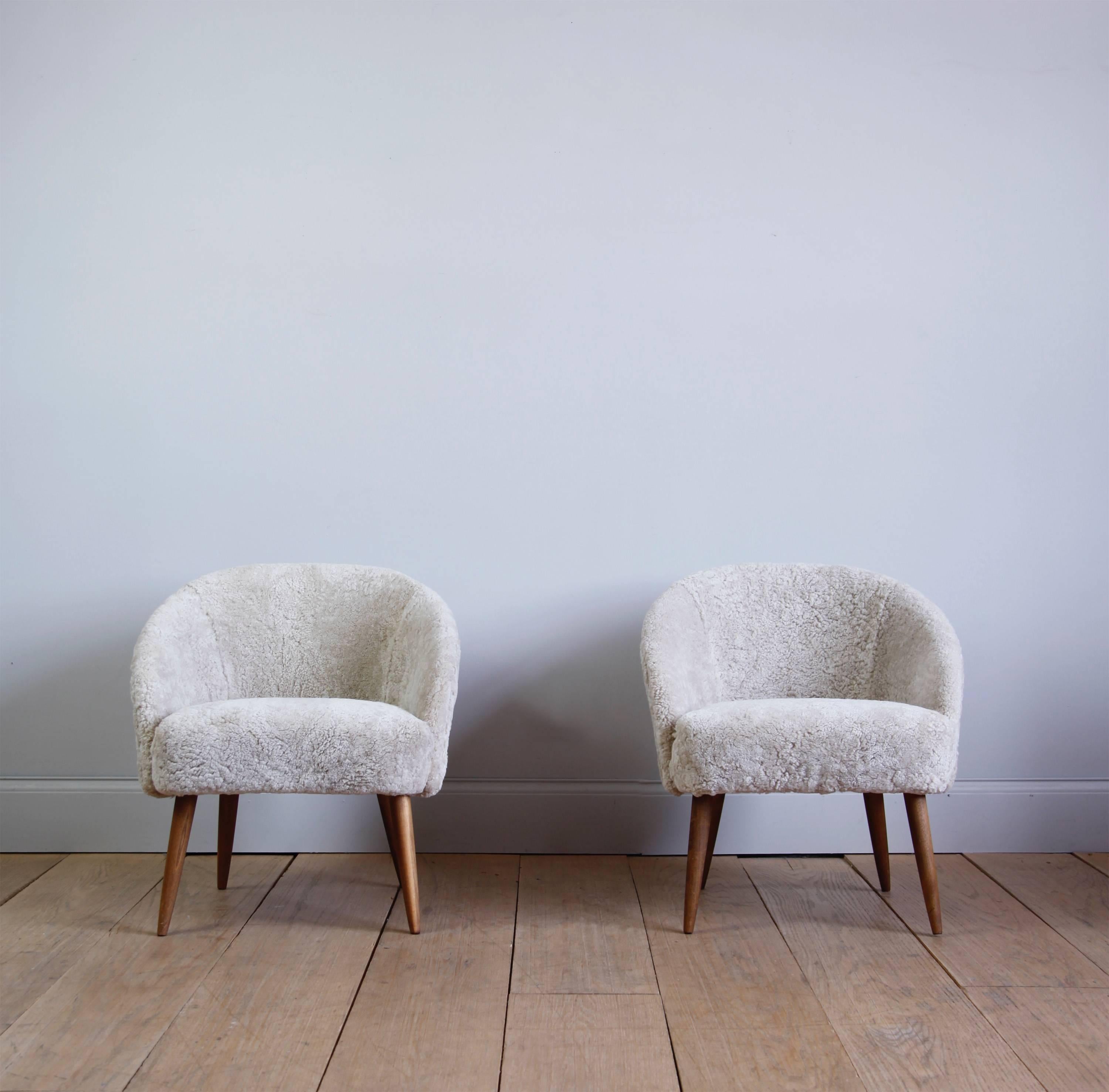 Danish Pair of Easy Chairs by Ejvind A. Johansson