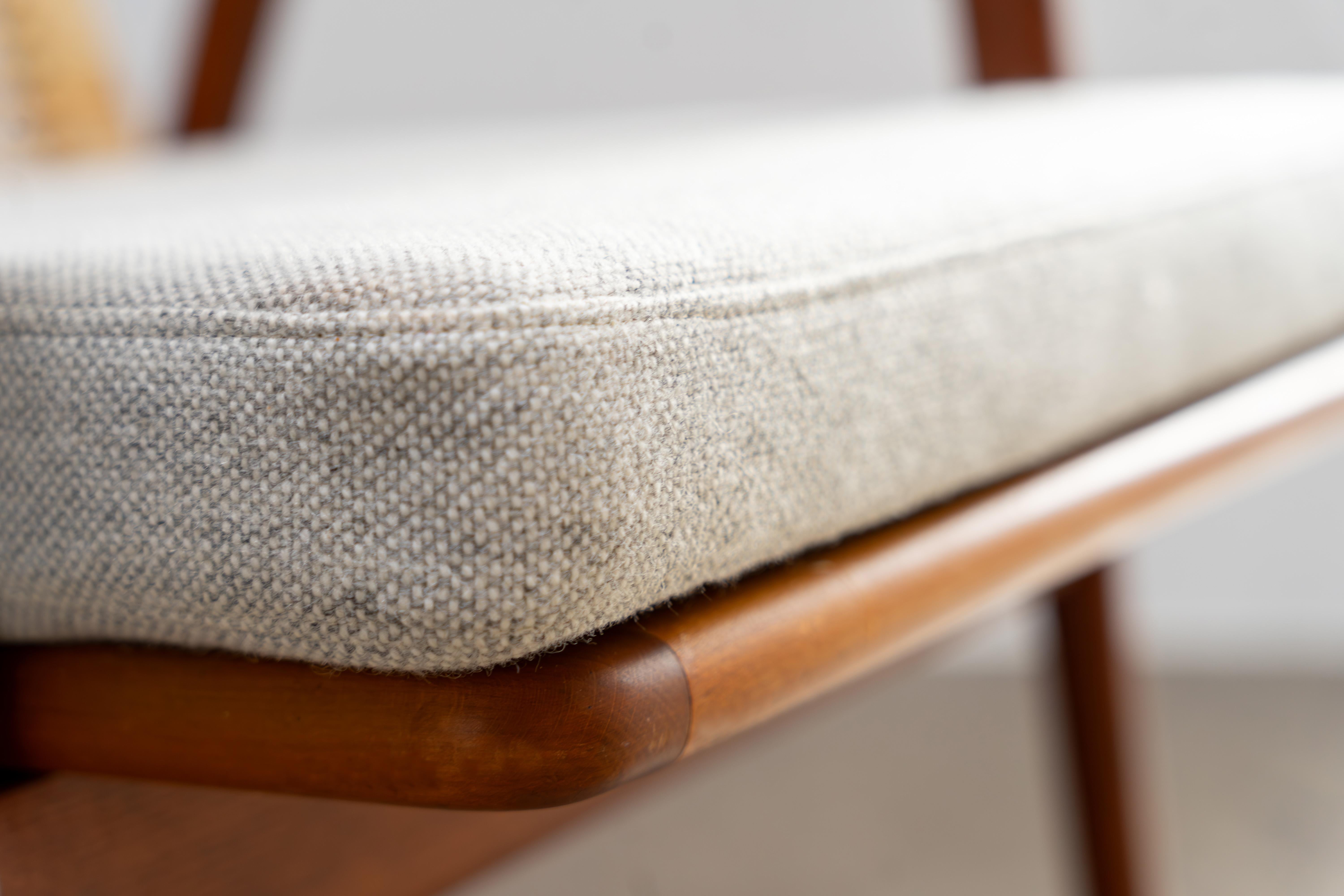Wool Pair of Easy Chairs by Fredrik A. Kayser Teak and Rattan, Vatne Norway, 1950s