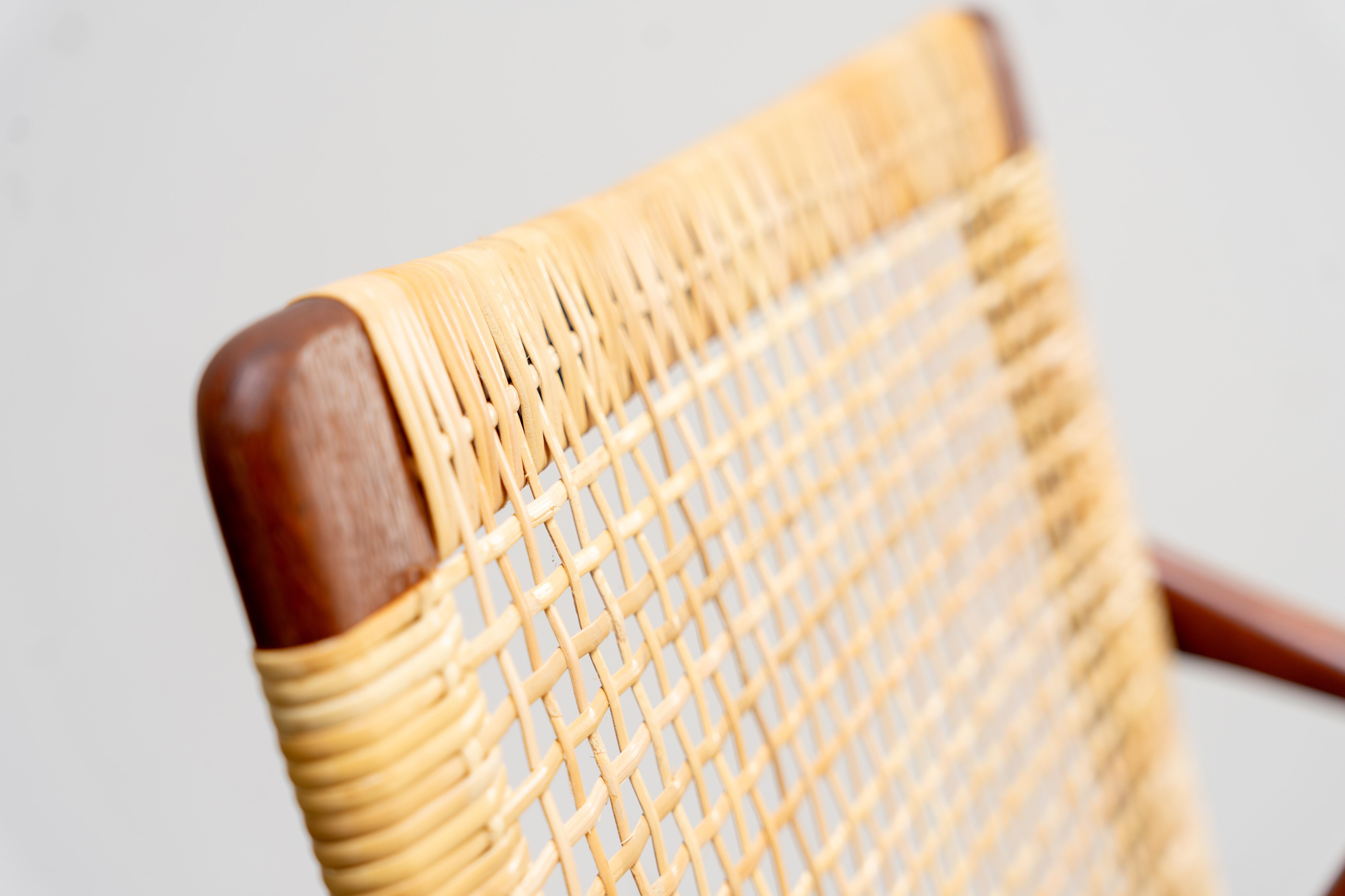 Pair of Easy Chairs by Fredrik A. Kayser Teak and Rattan, Vatne Norway, 1950s 1