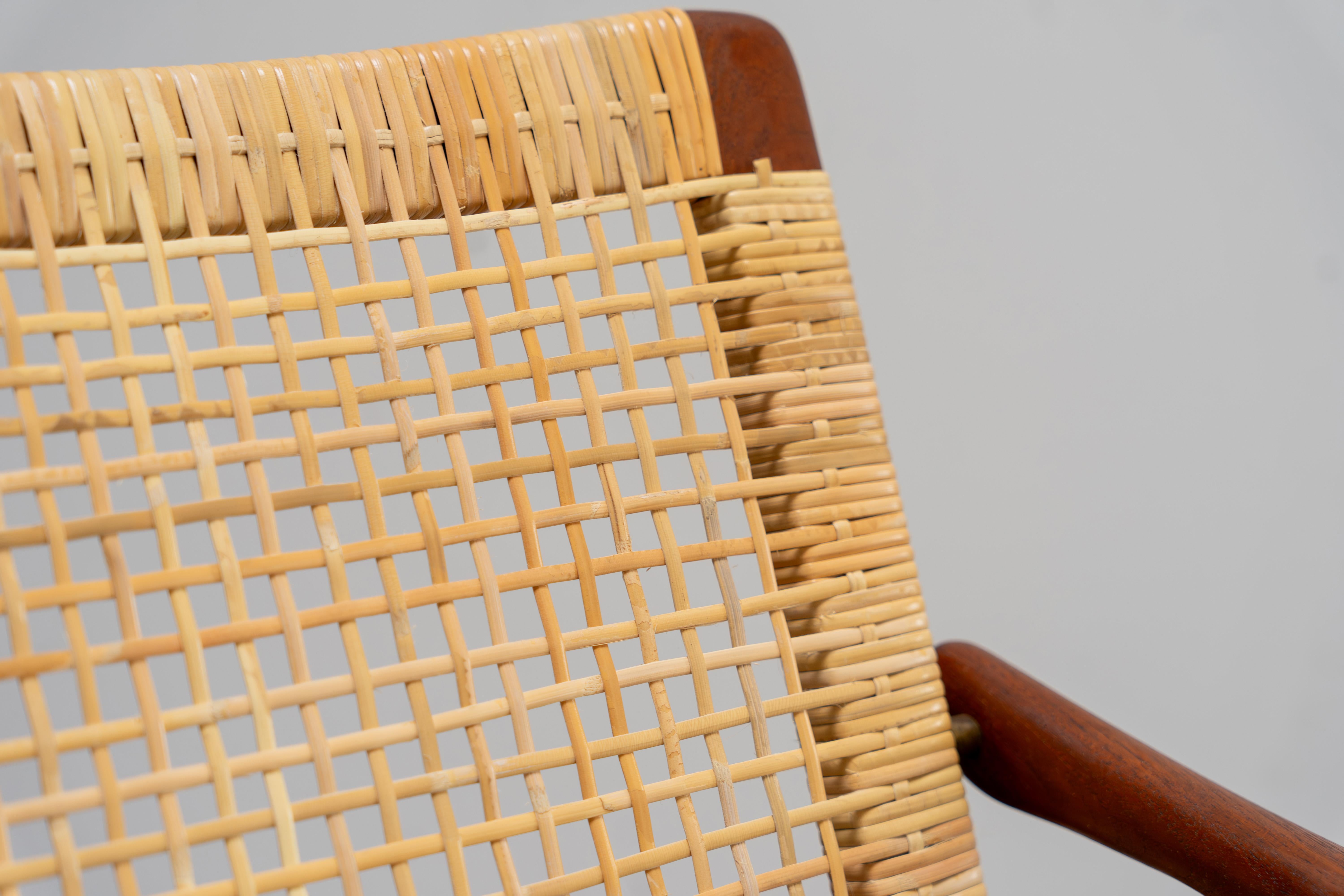 Pair of Easy Chairs by Fredrik A. Kayser Teak and Rattan, Vatne Norway, 1950s 2