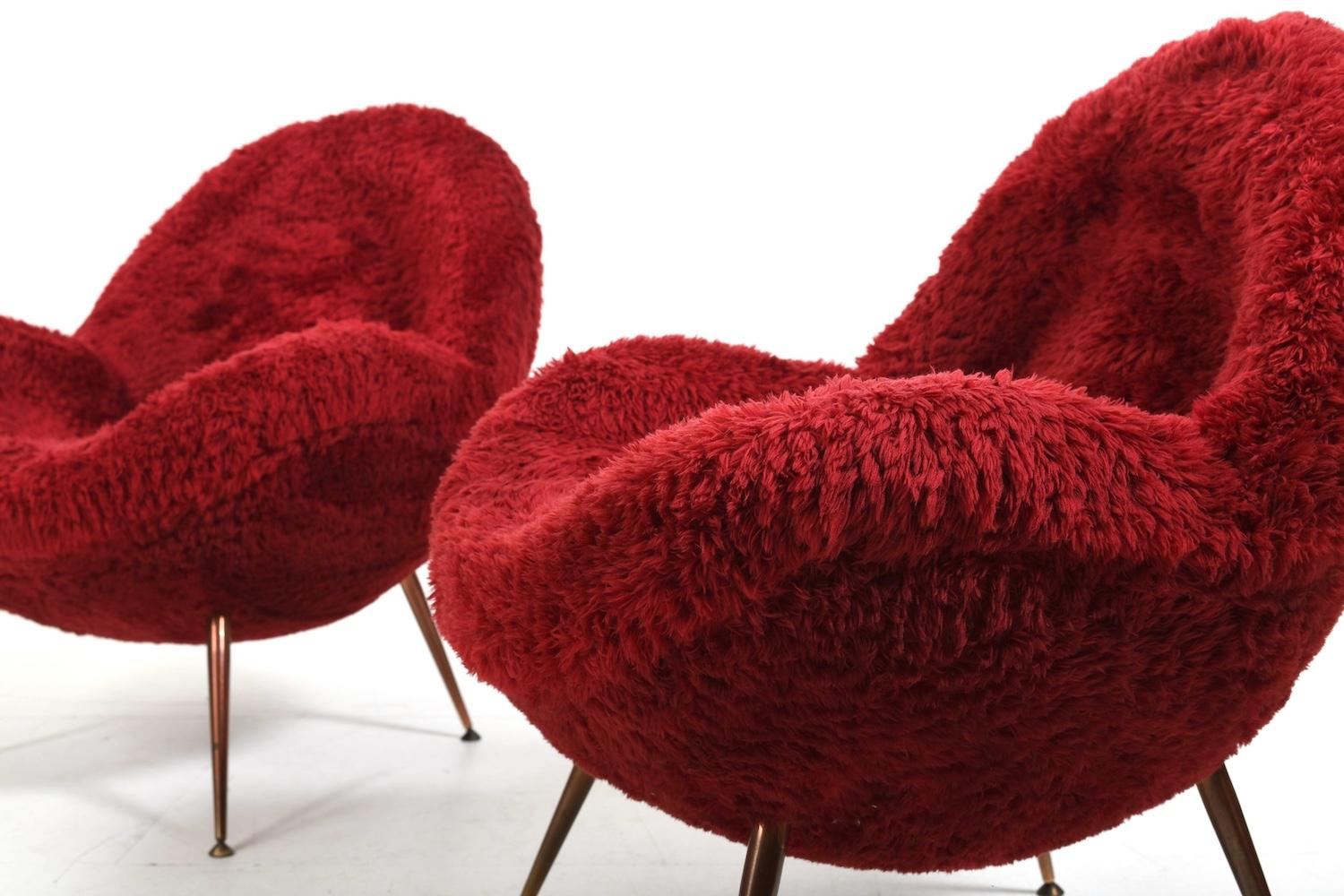 Laiton Paire de fauteuils de Fritz Neth pour Correcta 1955/début du modèle en vente