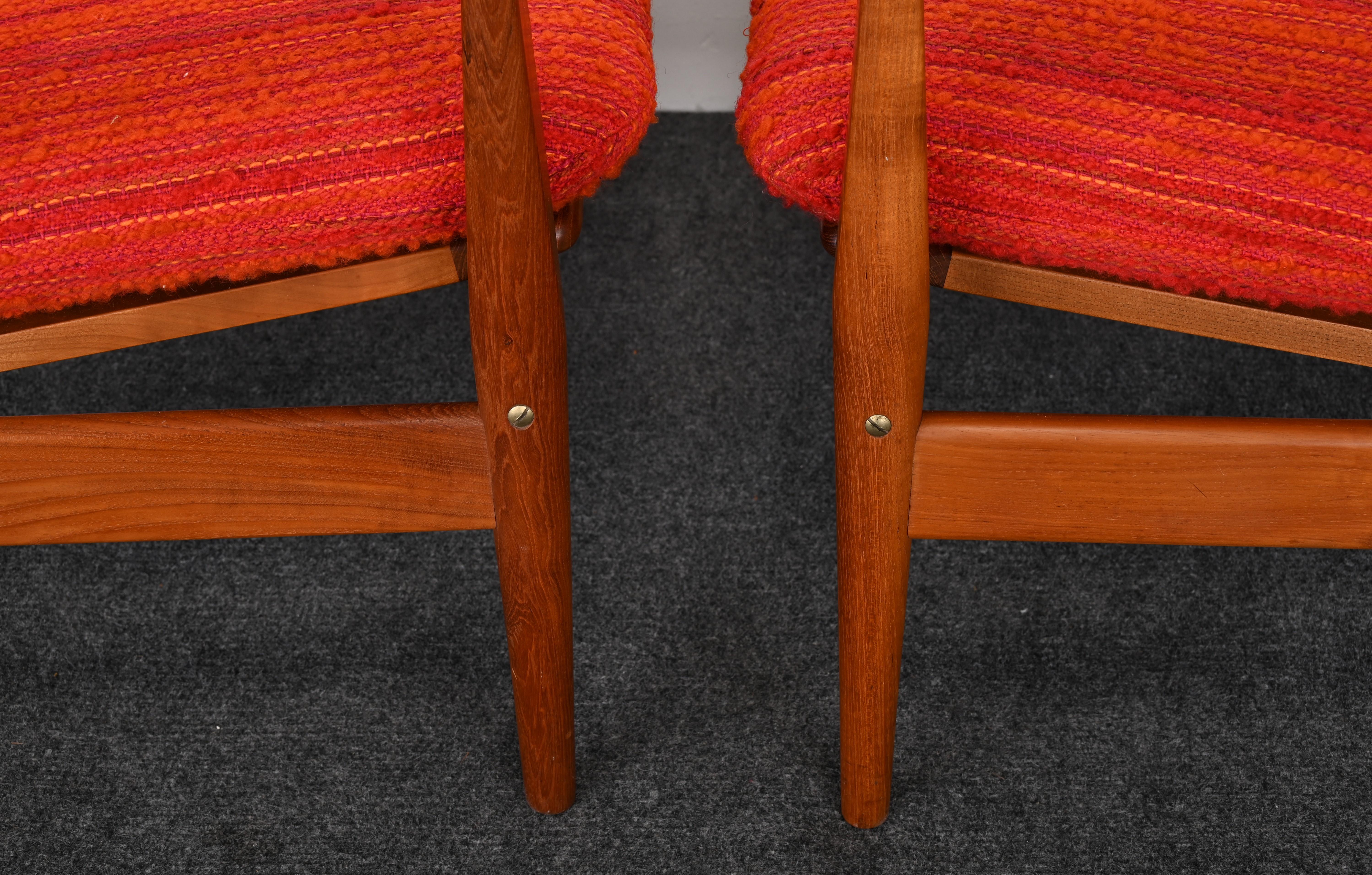 Pair of Easy Chairs by Illum Wikkelso for Niels Eilersen, Denmark, 1960s 8