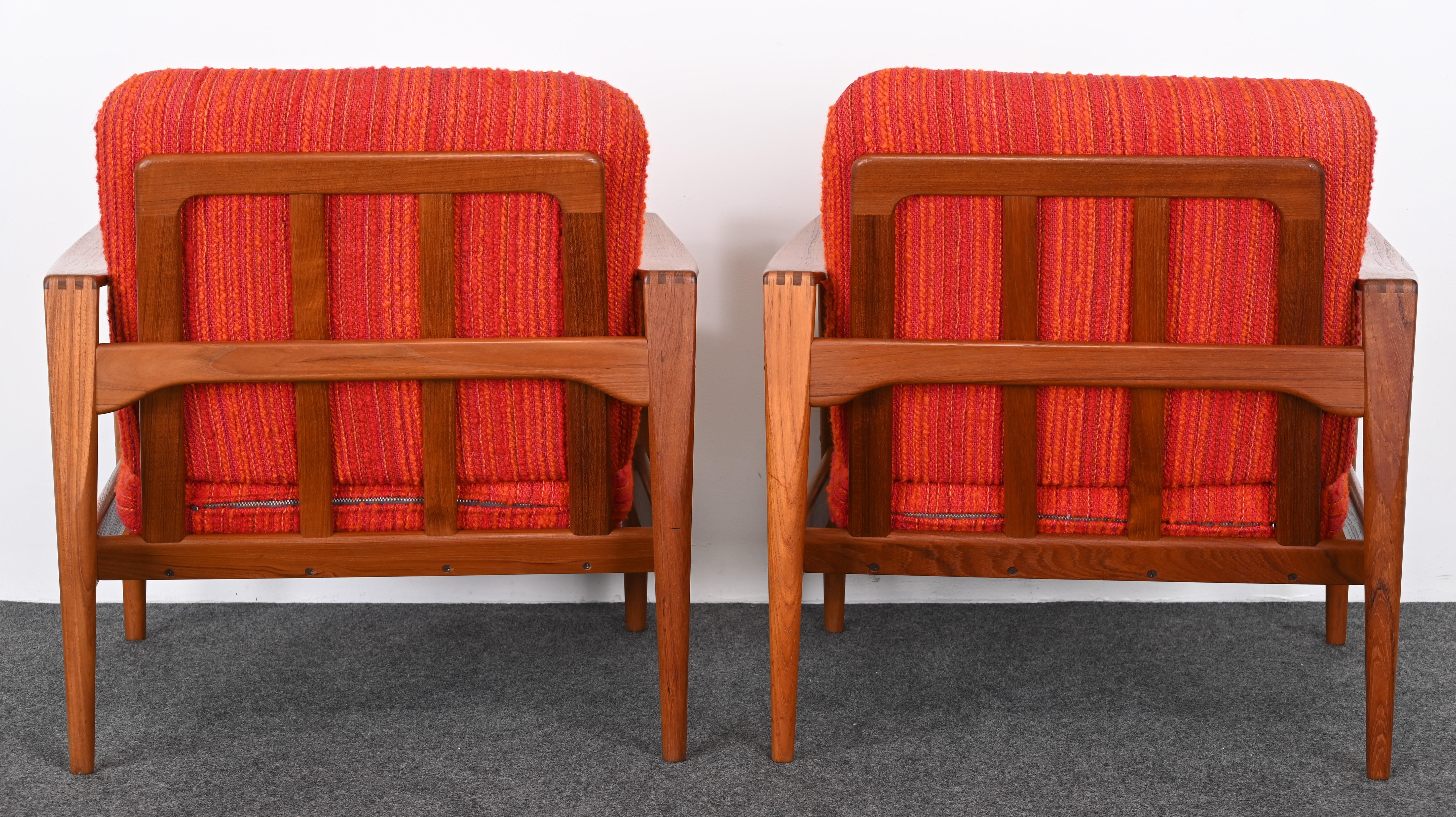 Pair of Easy Chairs by Illum Wikkelso for Niels Eilersen, Denmark, 1960s 9