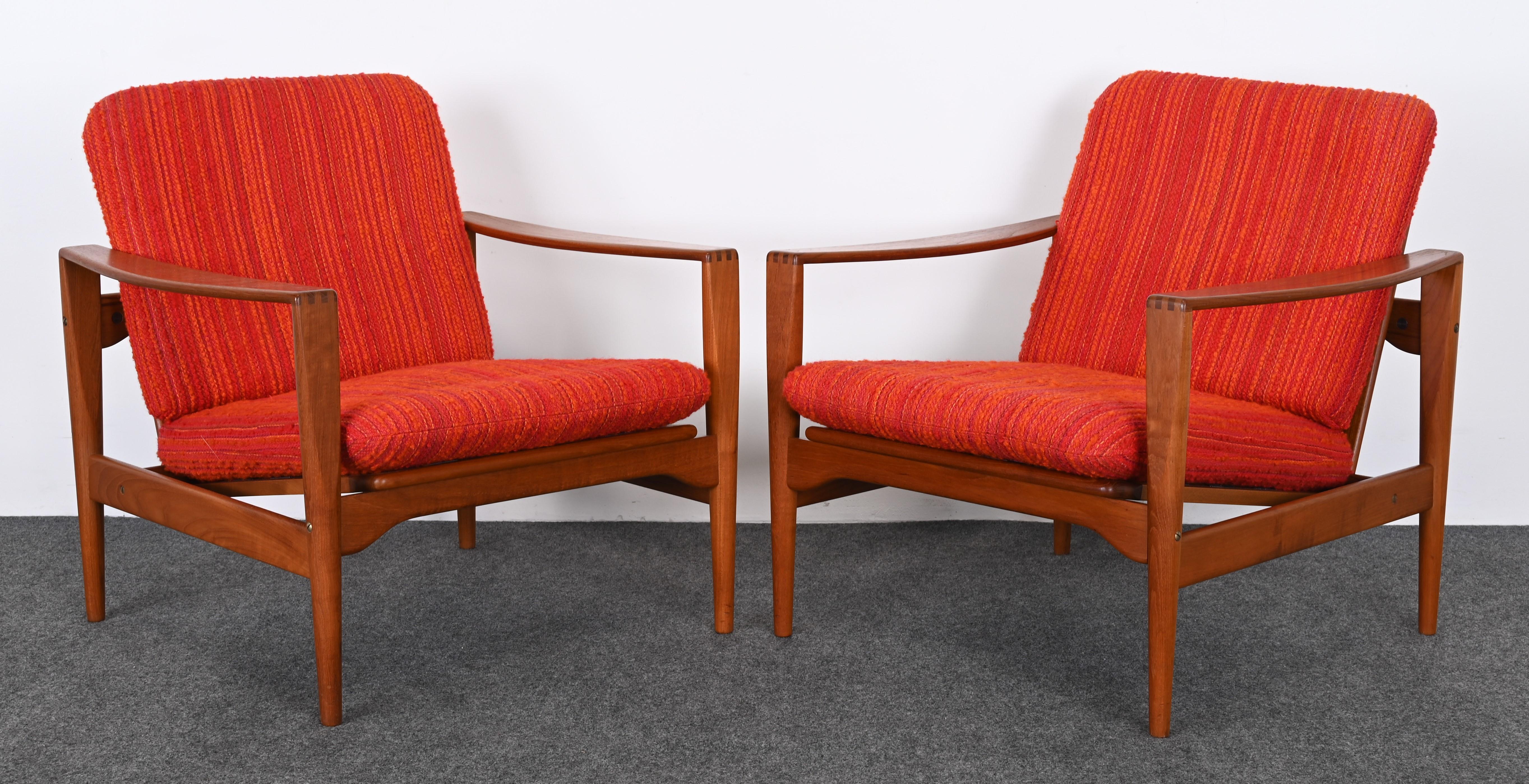 Danish Pair of Easy Chairs by Illum Wikkelso for Niels Eilersen, Denmark, 1960s